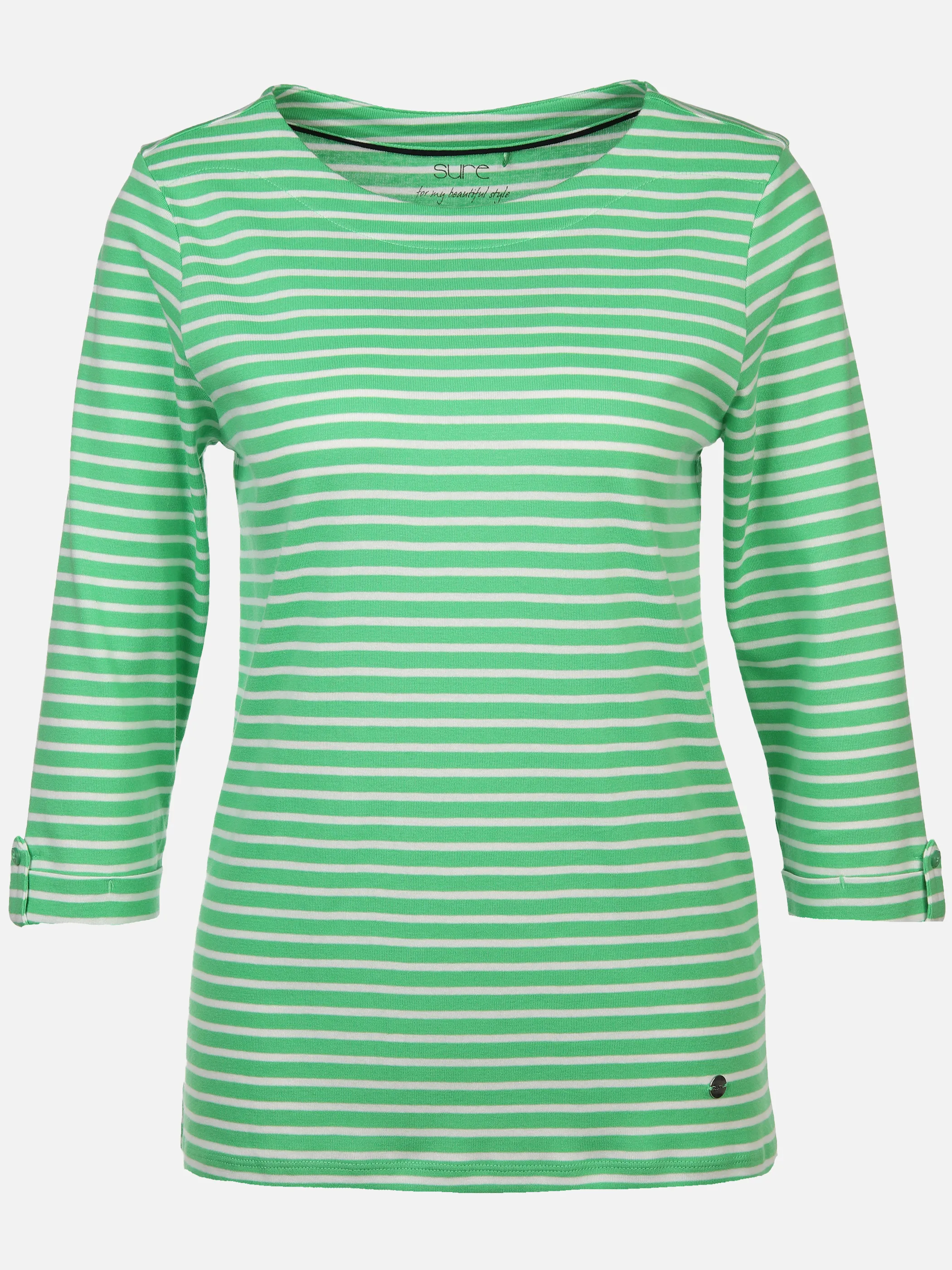 Sure Da-Streifenshirt m. 3/4 Arm Grün 889307 GREEN OFF 1