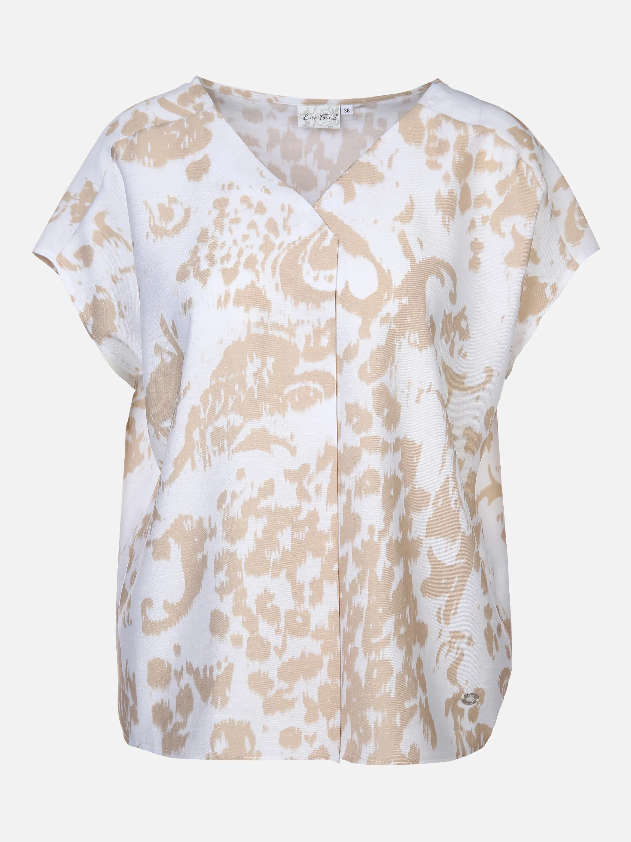 Lisa Tossa Da-Bluse, 1/2 Arm m.AOP Weiß 874338 WEIß/CAMEL 1 Lisa Tossa Da-Bluse, 1/2 Arm m.AOP Weiß 874338 WEIß/CAMEL 1