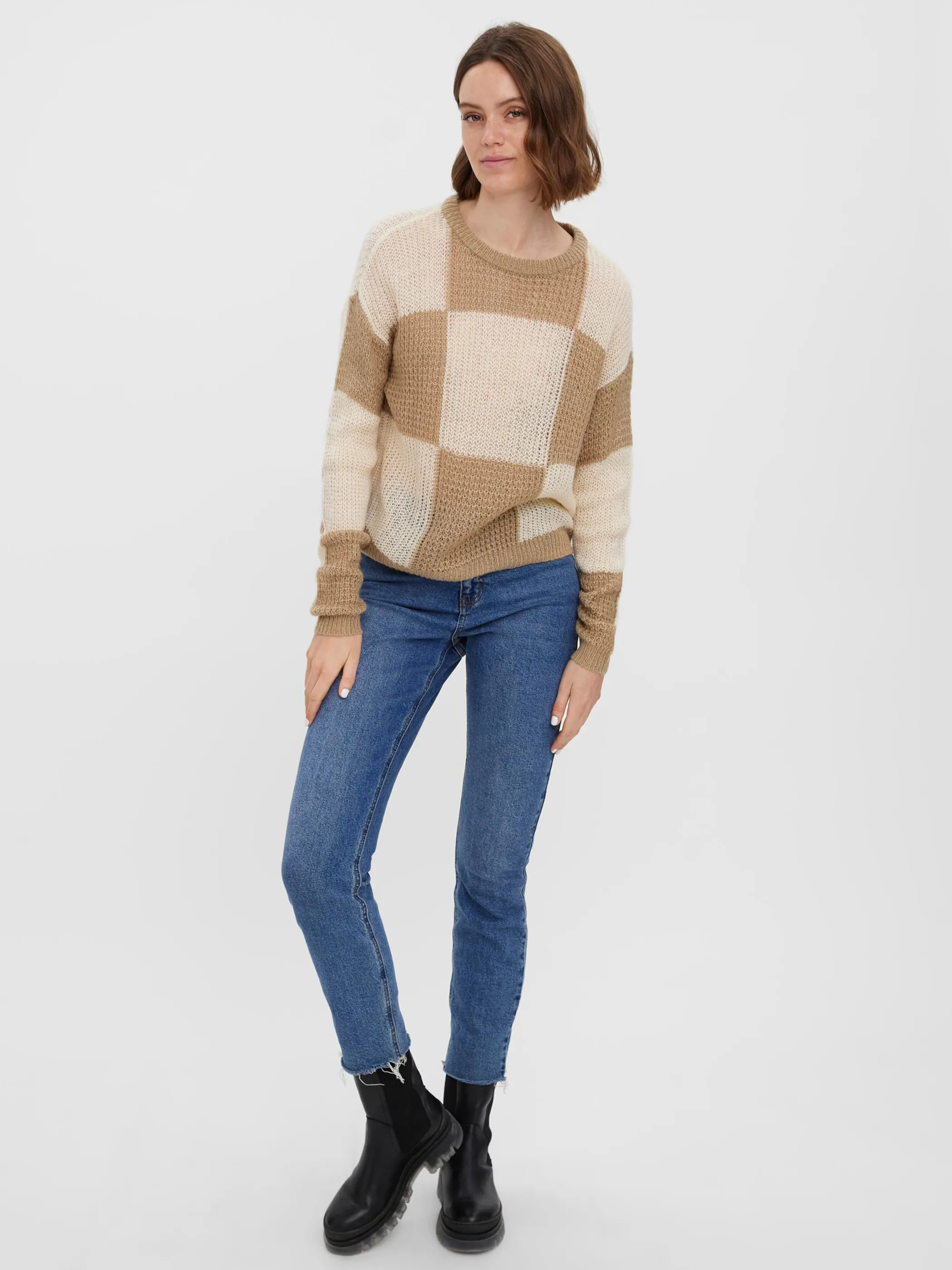Vero Moda 10273465 VMTAKA LS O-NECK CHEC Braun 871238 192623001 3 Vero Moda 10273465 VMTAKA LS O-NECK CHEC Braun 871238 192623001 3