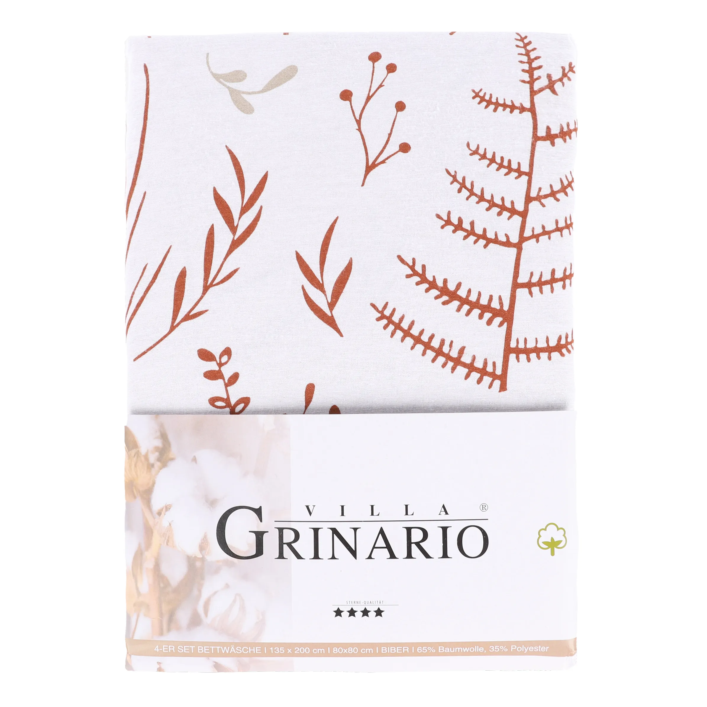 Villa Grinario Flanellbettwäsche 4er Pack Wen Braun 882784 TERRA 2