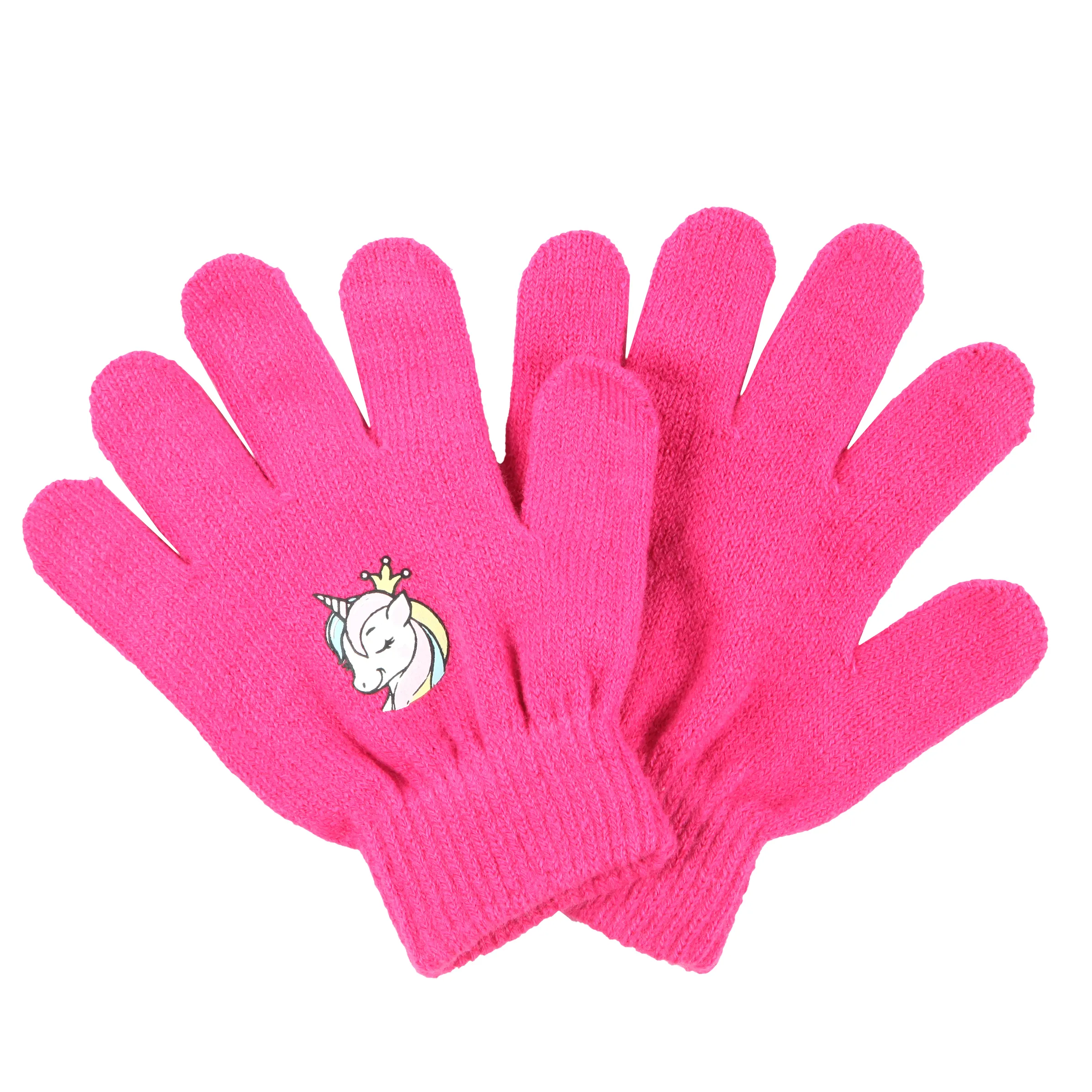 Stop + Go KM Handschuhe in dunkelrosa mit Einhorn Patch Rosa 884848 DUNKELROSA 2