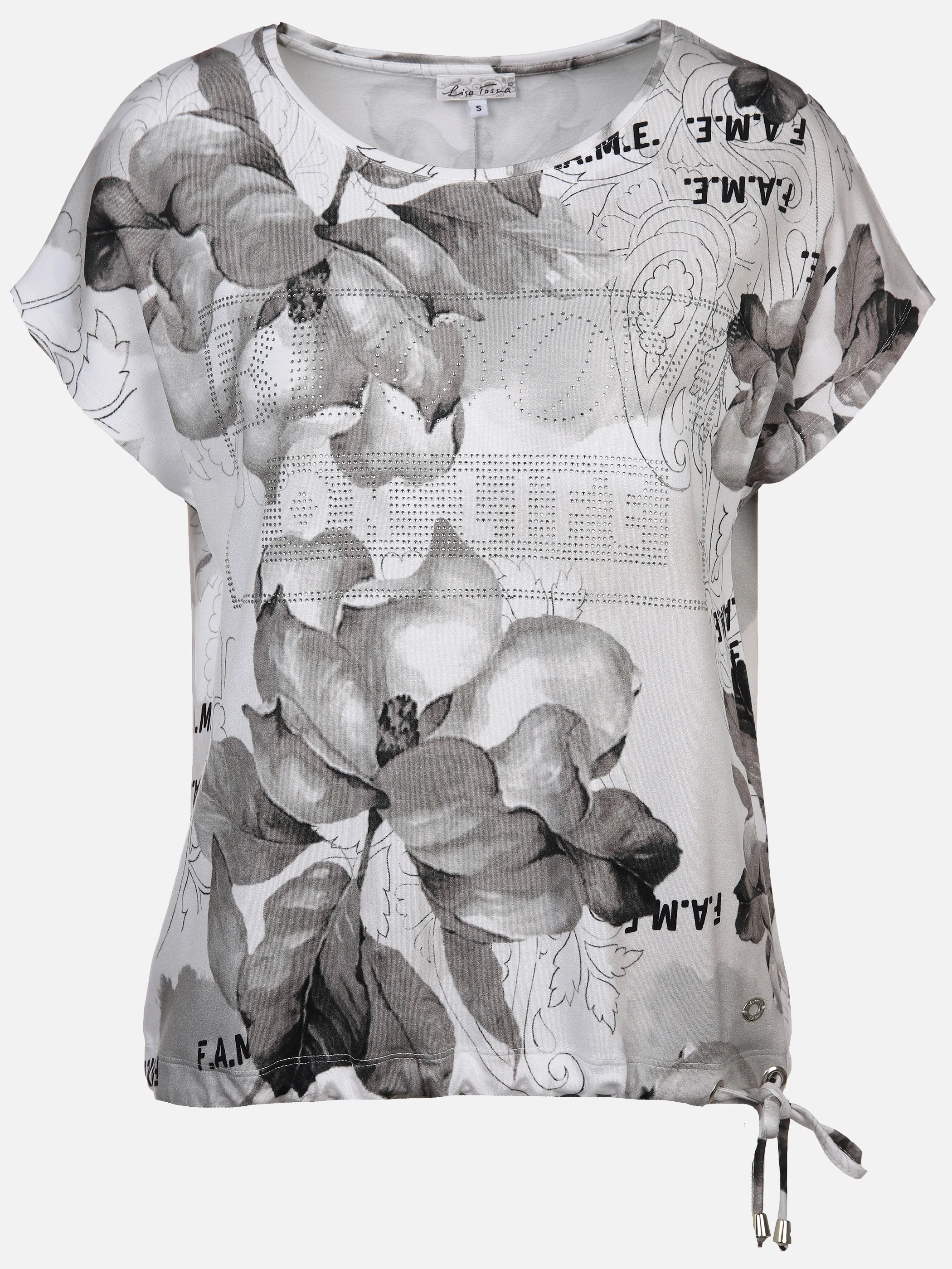 Lisa Tossa Da-Print-Shirt m. Strass Weiß 895151 BLUMEN 1