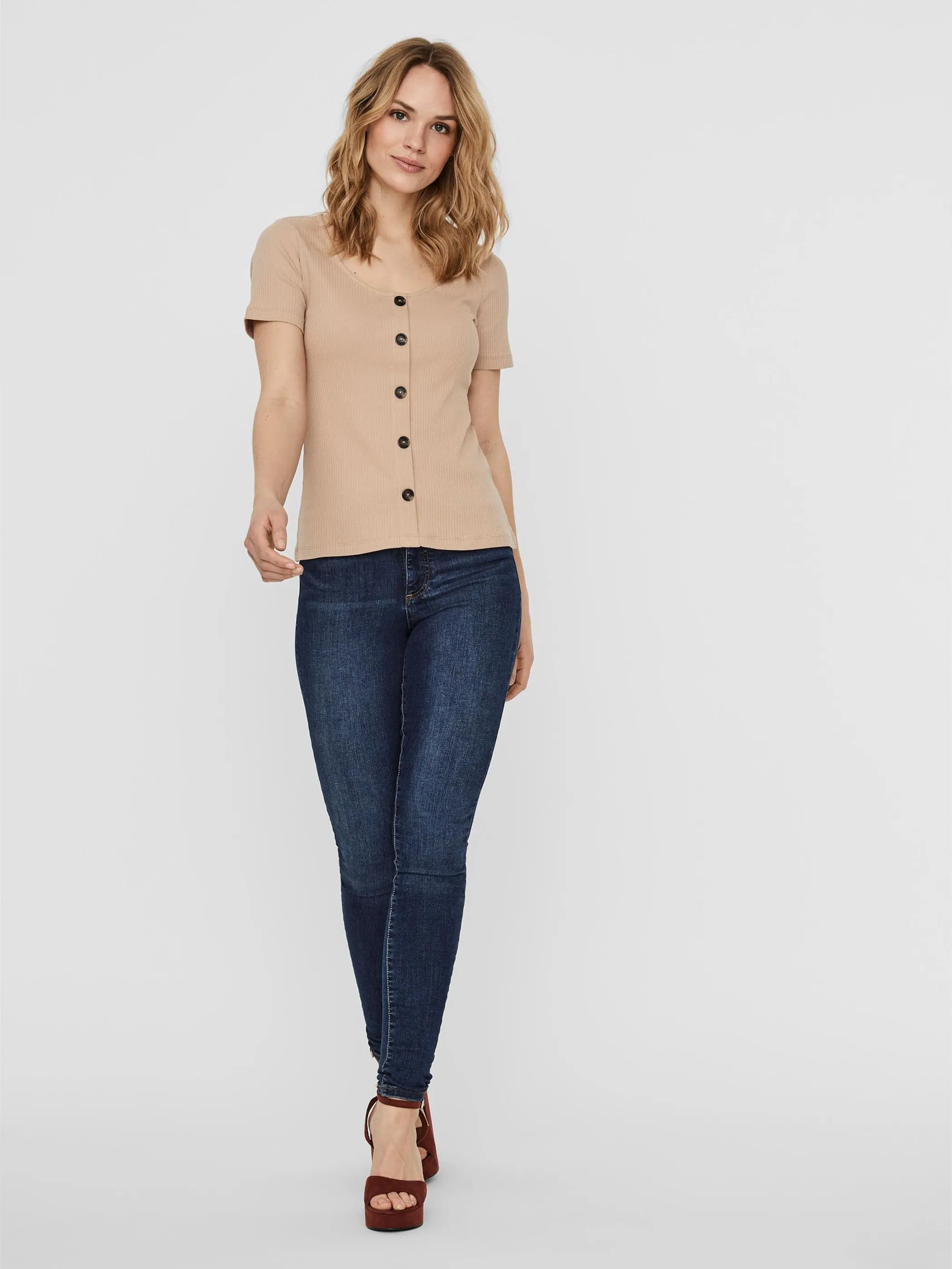 Vero Moda 10230199 VMHELSINKI SS TOP  GA Braun 846463 186119 3