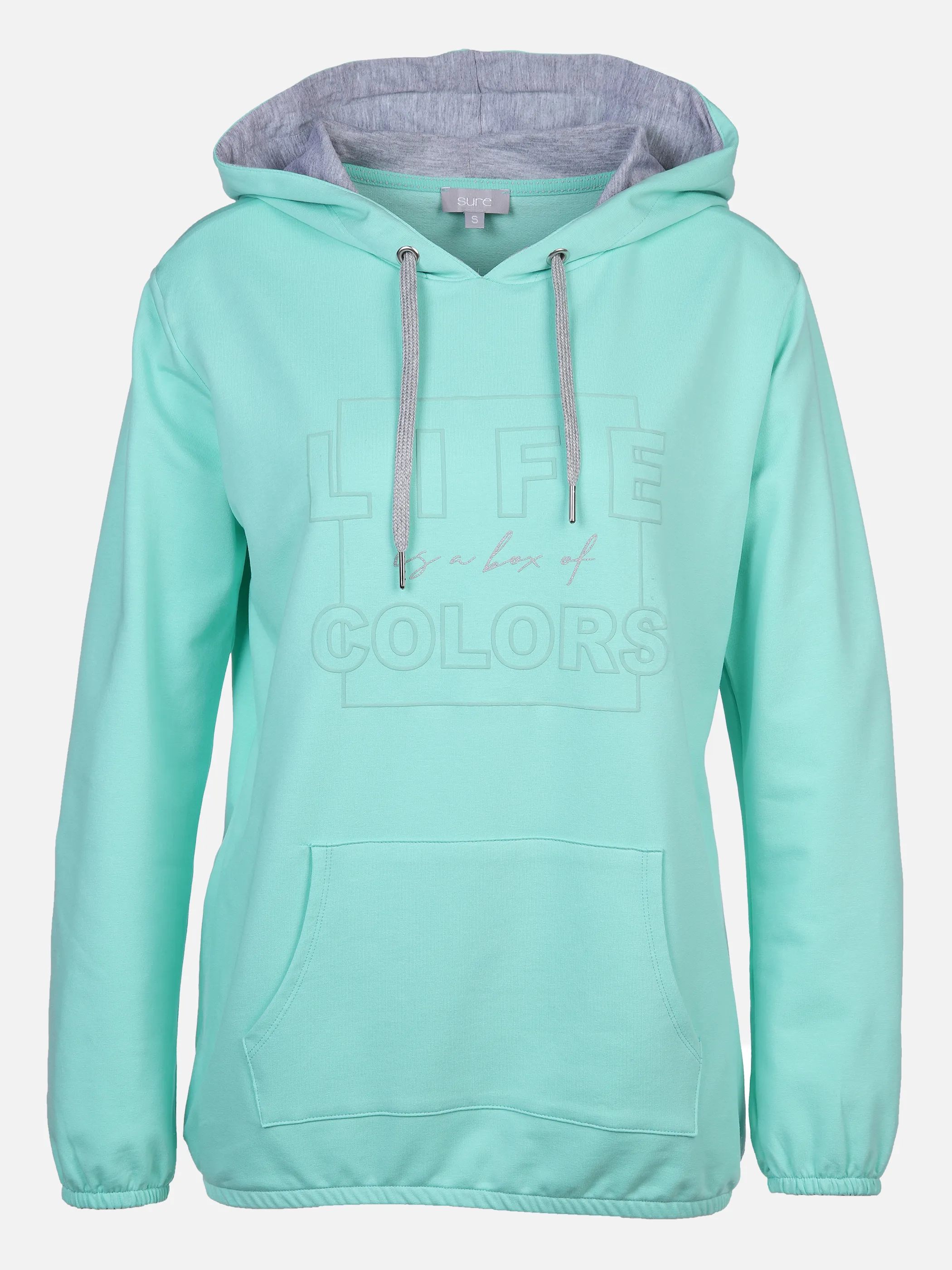 Sure Da-Kapuzensweatshirt m.Frontpr Blau 874335 AQUA/SILBE 1