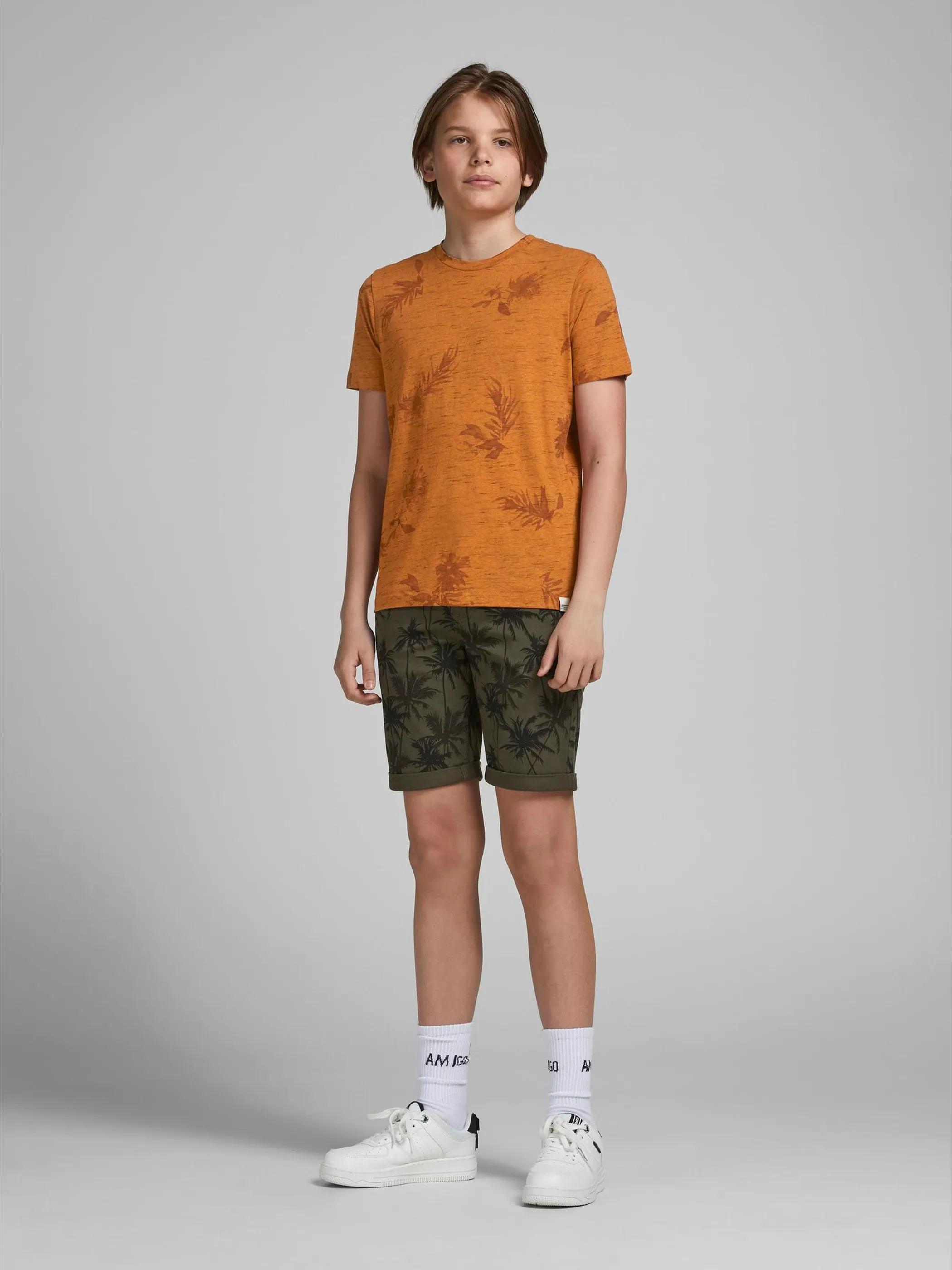 Jack&Jones Junior 12189027 JORCALI AOP TEE SS CR Orange 852256 176785001 3