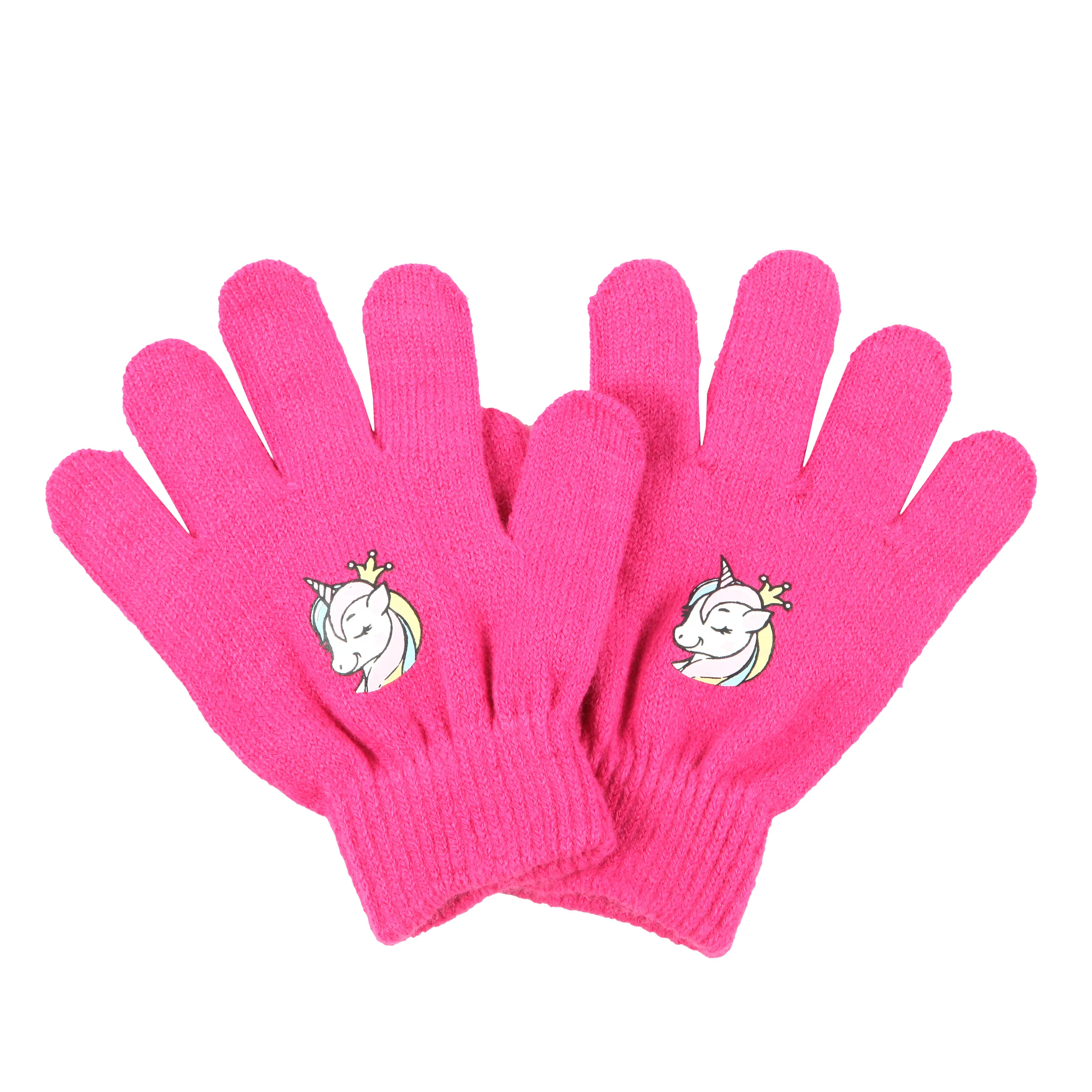 Stop + Go KM Handschuhe in dunkelrosa mit Einhorn Patch Rosa 884848 DUNKELROSA 1