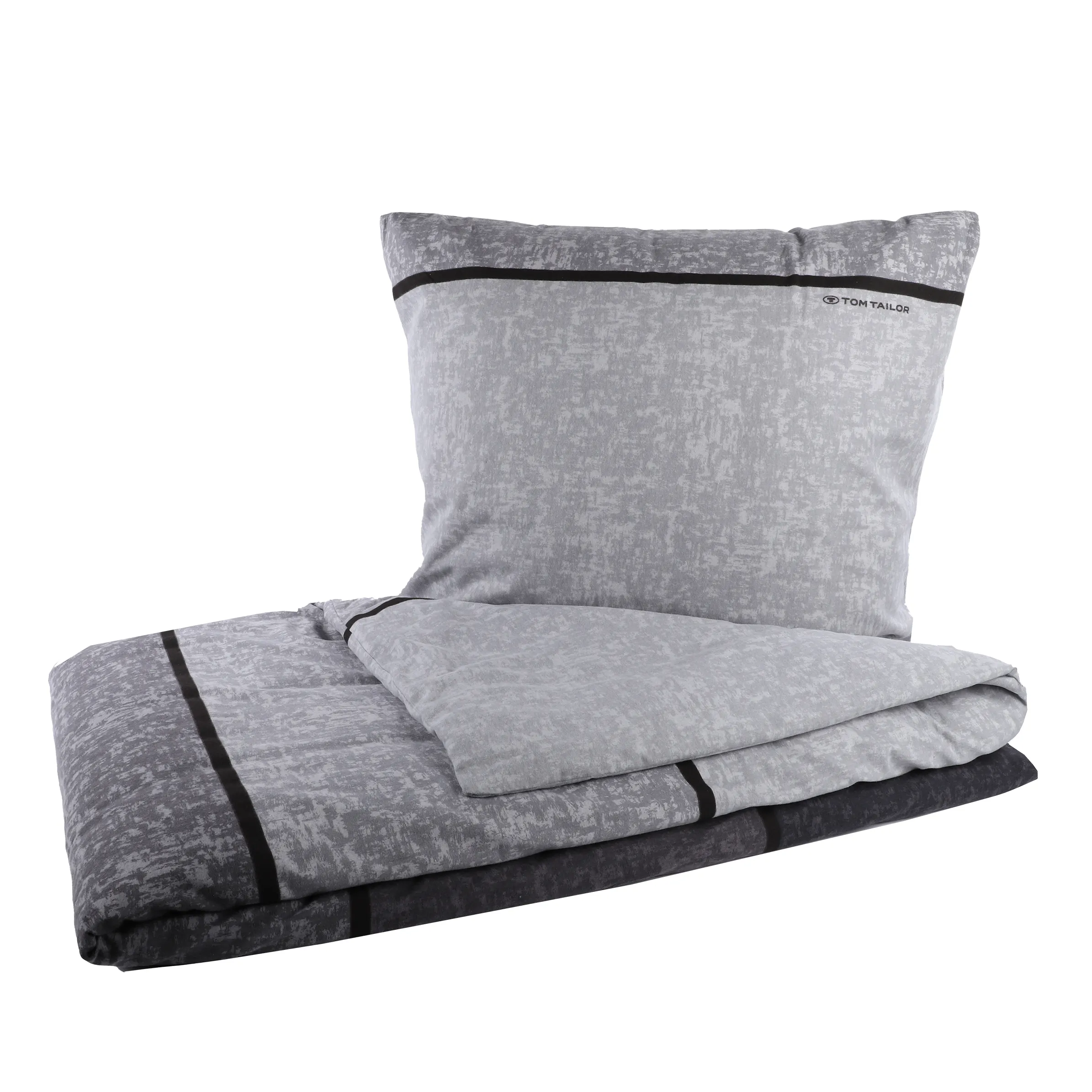 Tom Tailor Flanellbettwäsche Blockstreife Grau 881593 GRAU 1