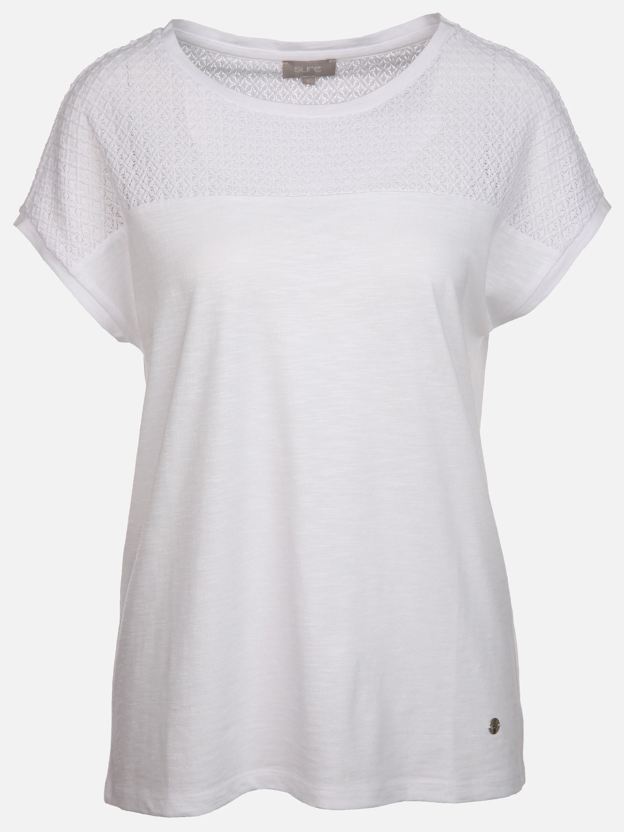 Sure Da-T-Shirt m. Materialmix Weiß 889907 WEIß 1