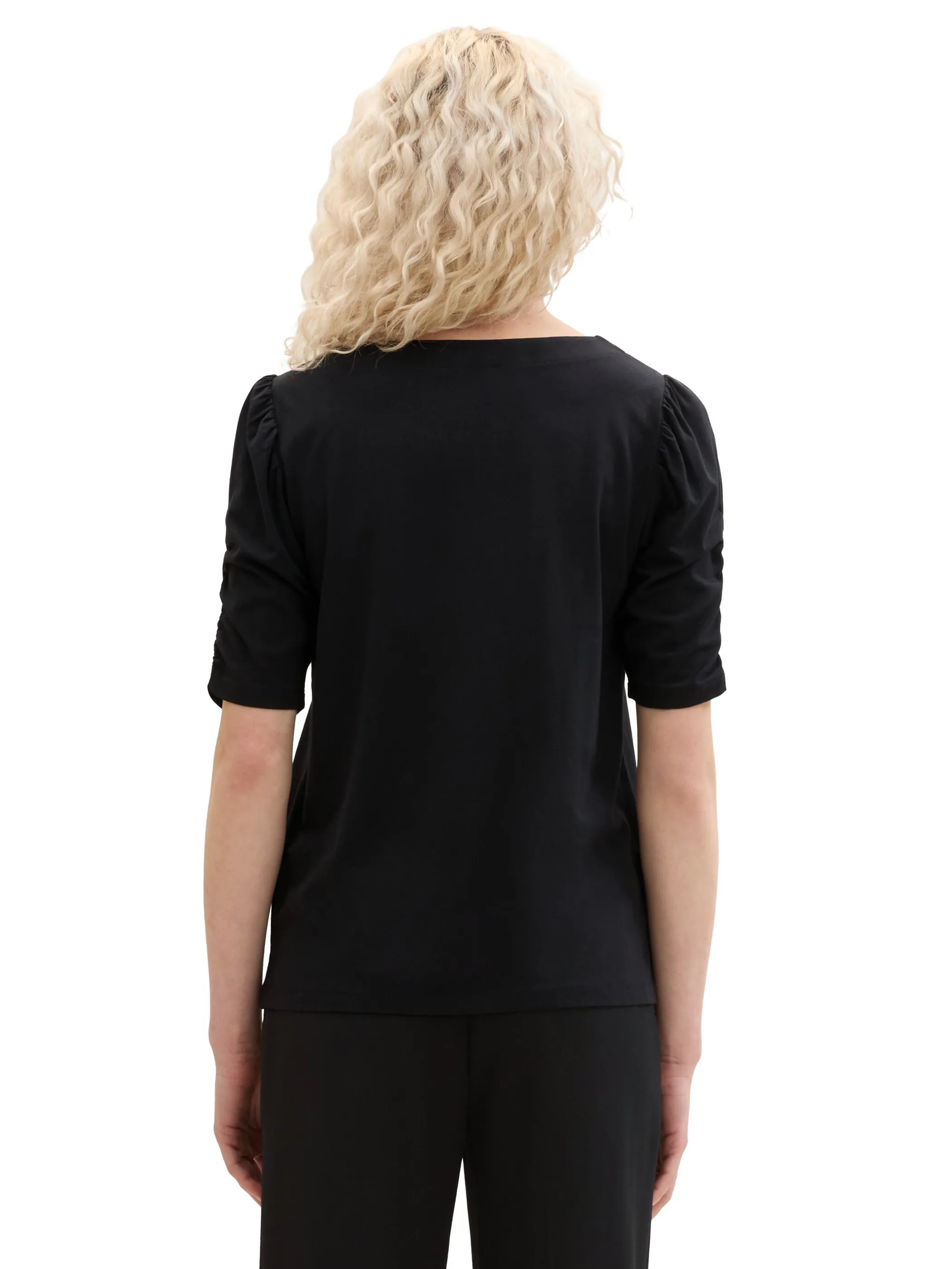 Tom Tailor 1041572 T-shirt gathered sleeve Schwarz 895787 14482 2 Tom Tailor 1041572 T-shirt gathered sleeve Schwarz 895787 14482 2