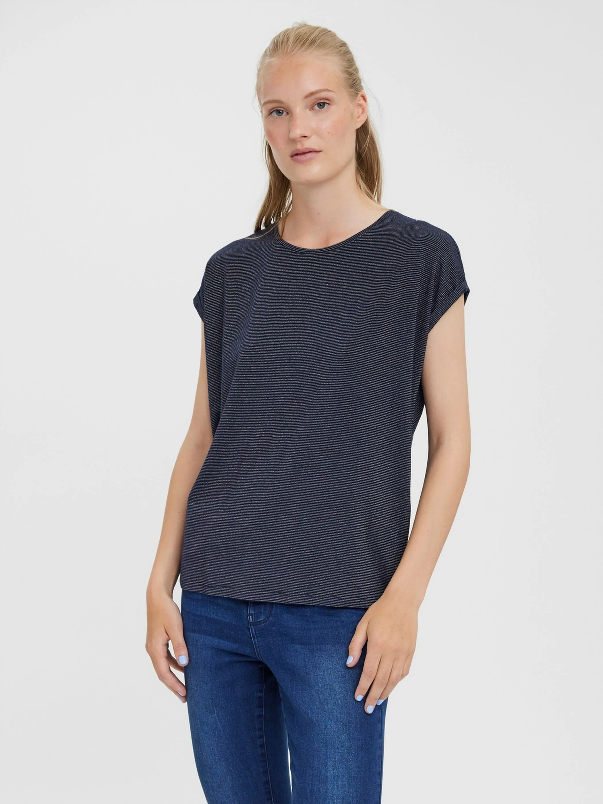 Vero Moda 10250488 VMLAVA PLAIN SS TOP L Blau 852566 188780003 5