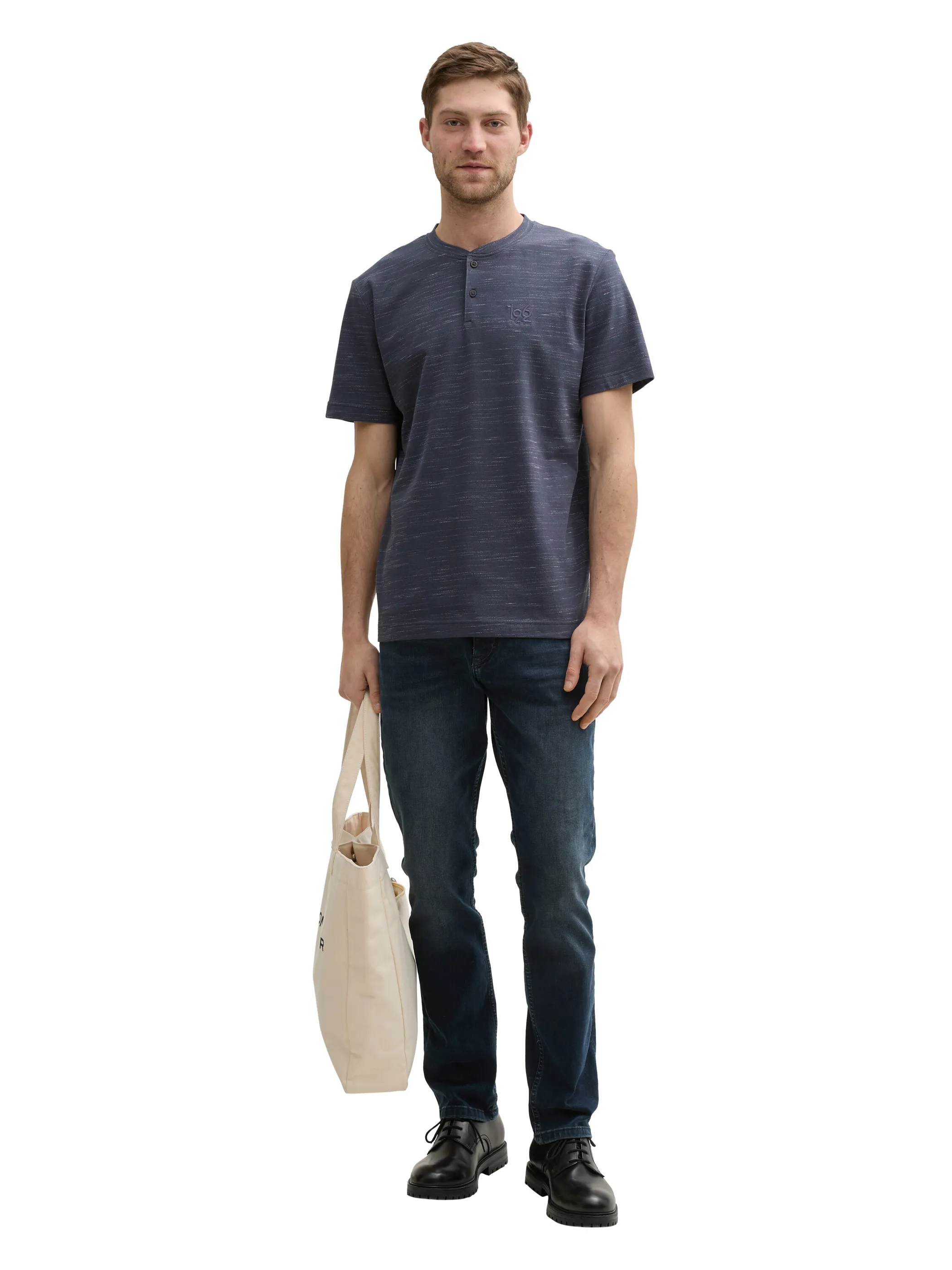 Tom Tailor 1046718 injected piquŽ® henley Grau 910667 10306 4