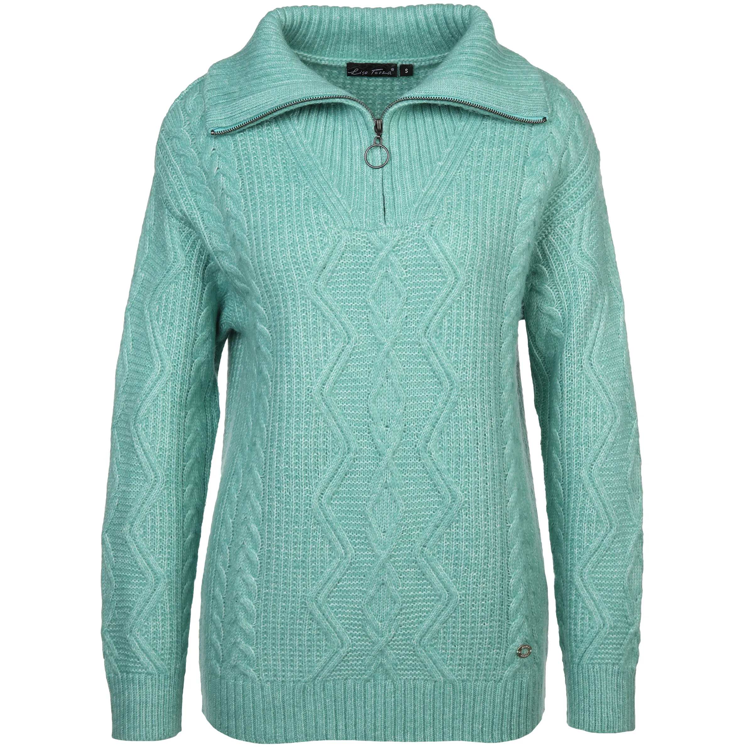 Lisa Tossa Da-Strickpullover m. RV Türkis 884188 JADE 1 Lisa Tossa Da-Strickpullover m. RV Türkis 884188 JADE 1