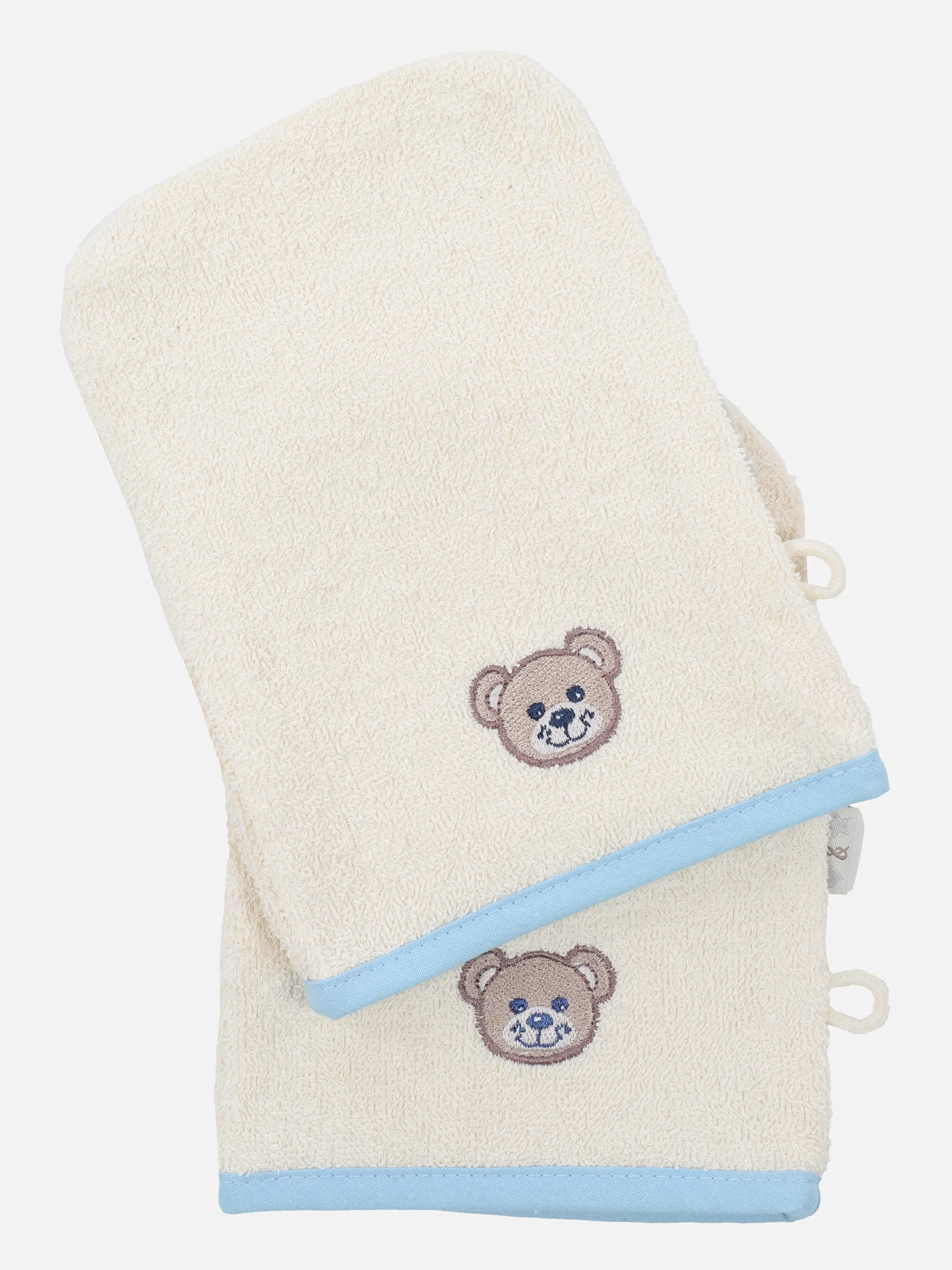 Lilly&Fynn Waschhandschuh Boys 2er Set Li Braun 865277 NATUR BLAU 1