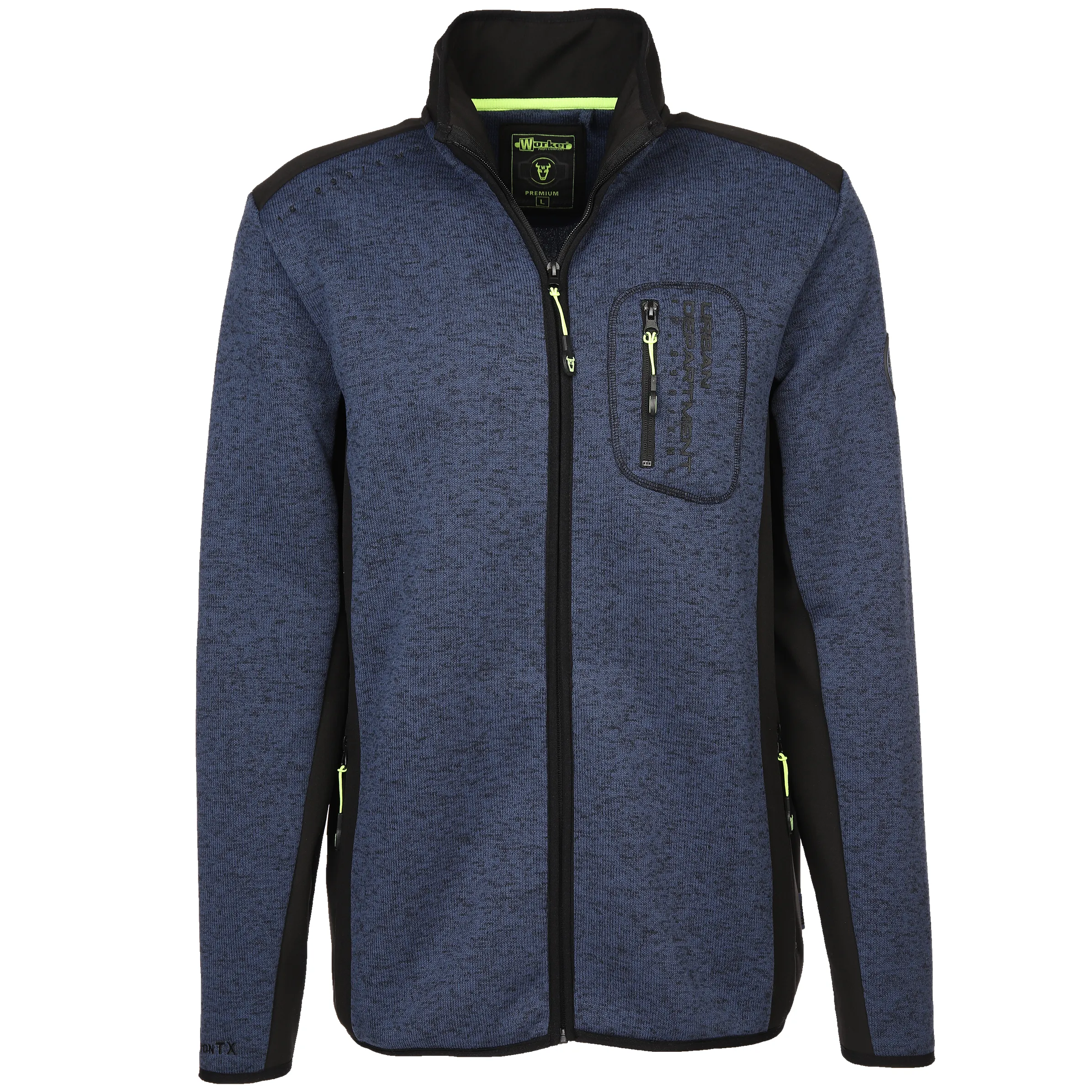 Worker He. Strickfleecejacke neon Blau 867036 NAVY MEL 1