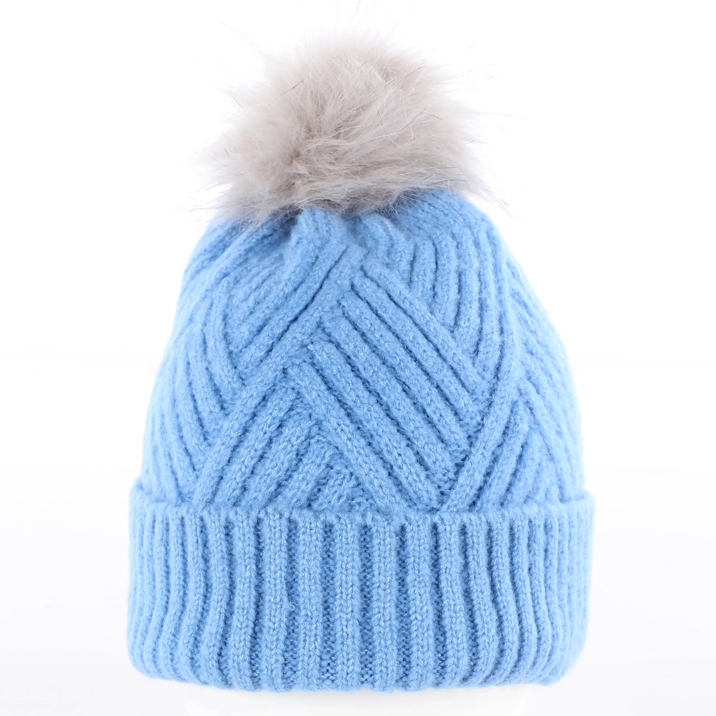 Sure Da-Mütze mit Fake-Fur Bommel Blau 867293 BLAU 1