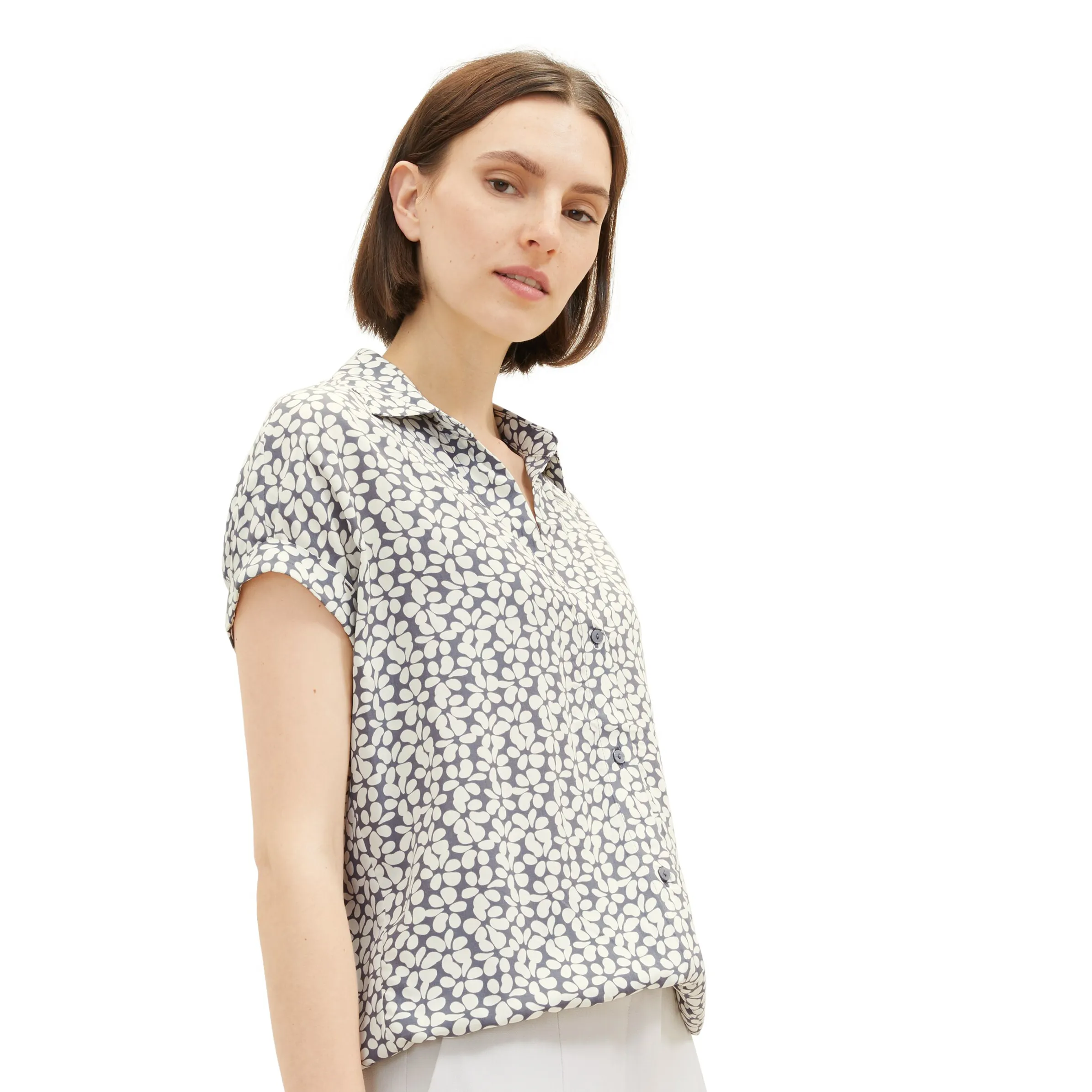 Tom Tailor 1037871 printed shortsleeve blouse Grau 883832 33766 4