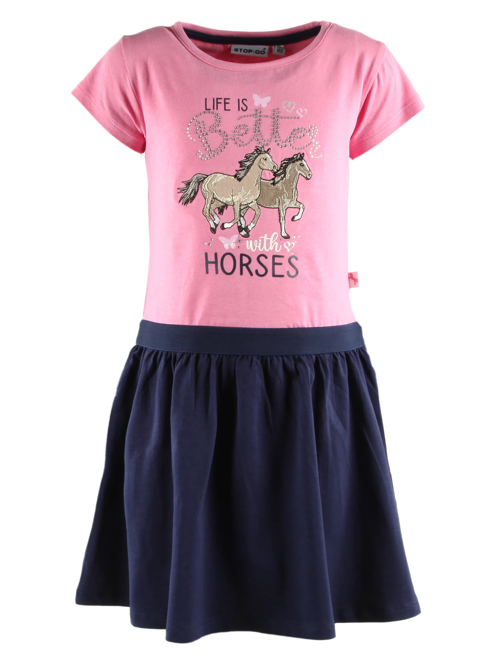 Stop + Go KM Kleid mit Pferde Frontdruck in pink Pink 890328 PINK 1