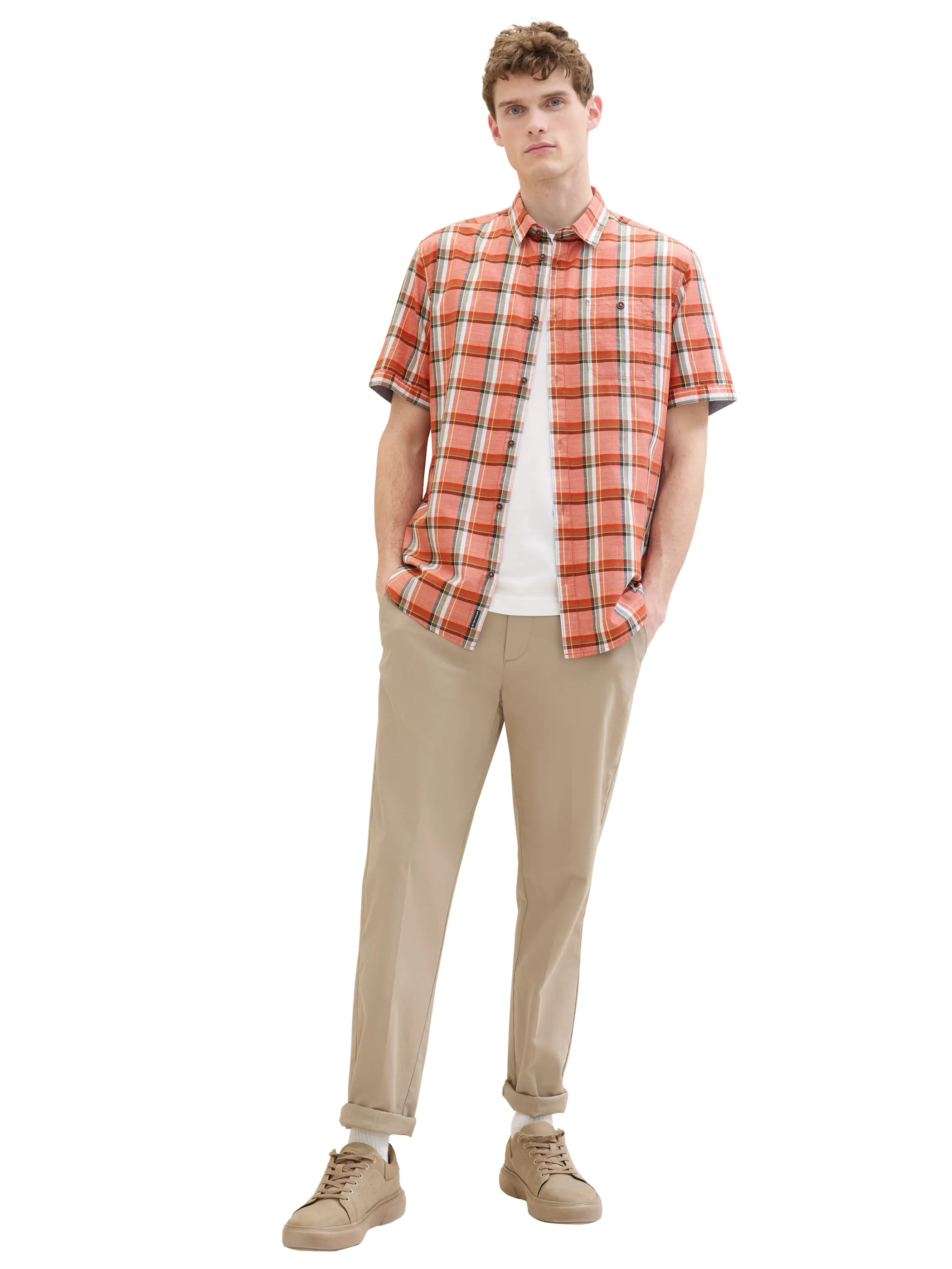 Tom Tailor 1040458 checked slubyarn shirt Orange 895696 35372 3