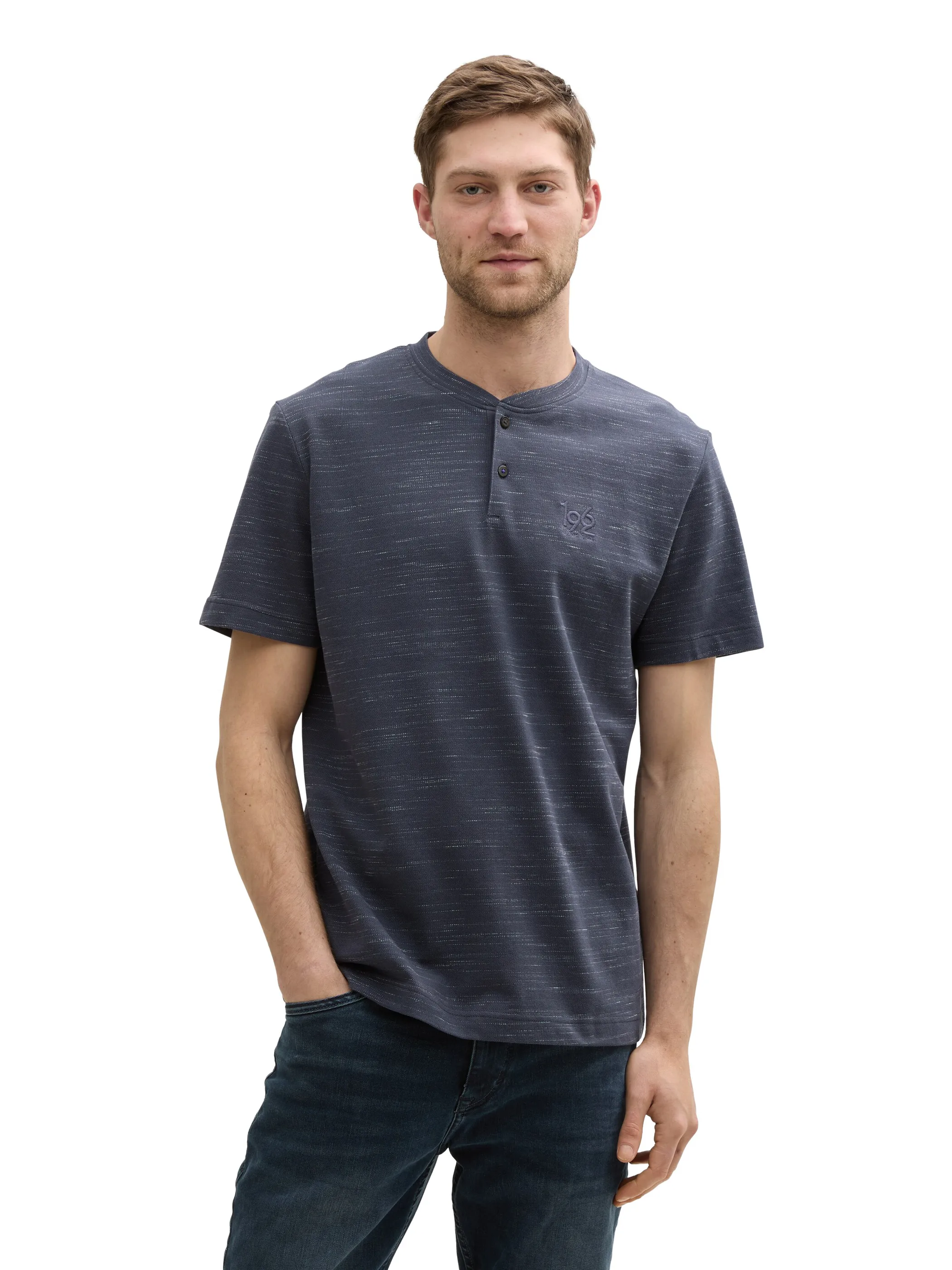 Tom Tailor 1046718 injected piquŽ® henley Grau 910667 10306 3