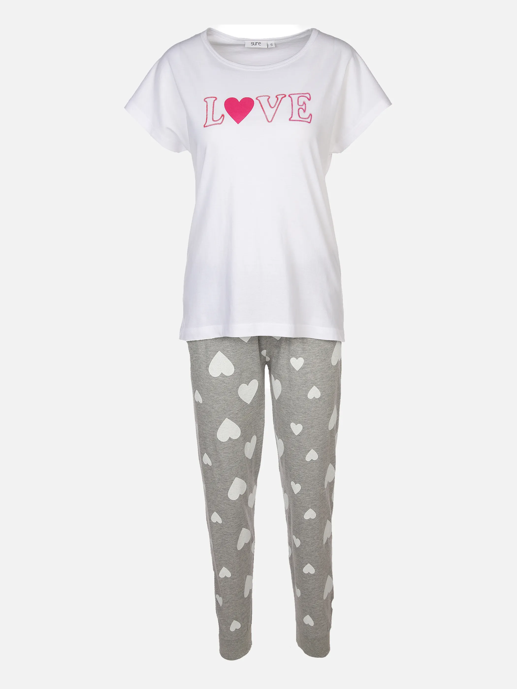 Sure Da. Pyjama Sirt 1/2 Arm + Hose Grau 873635 GREY MEL/W 1