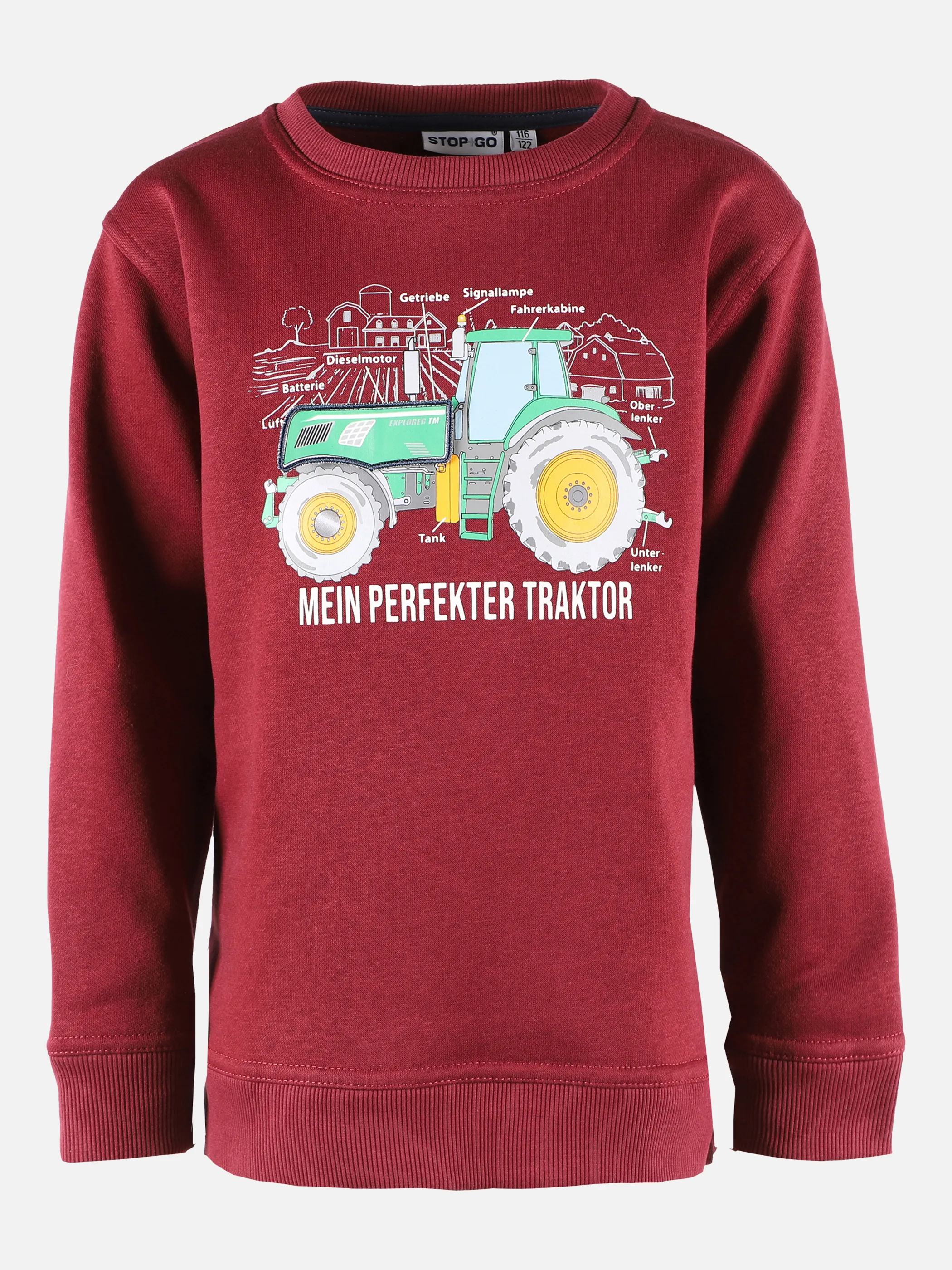 Stop + Go KJ Sweat Hoodie in bordeaux mit Traktor Rot 881626 BORDEAUX 1 Stop + Go KJ Sweat Hoodie in bordeaux mit Traktor Rot 881626 BORDEAUX 1