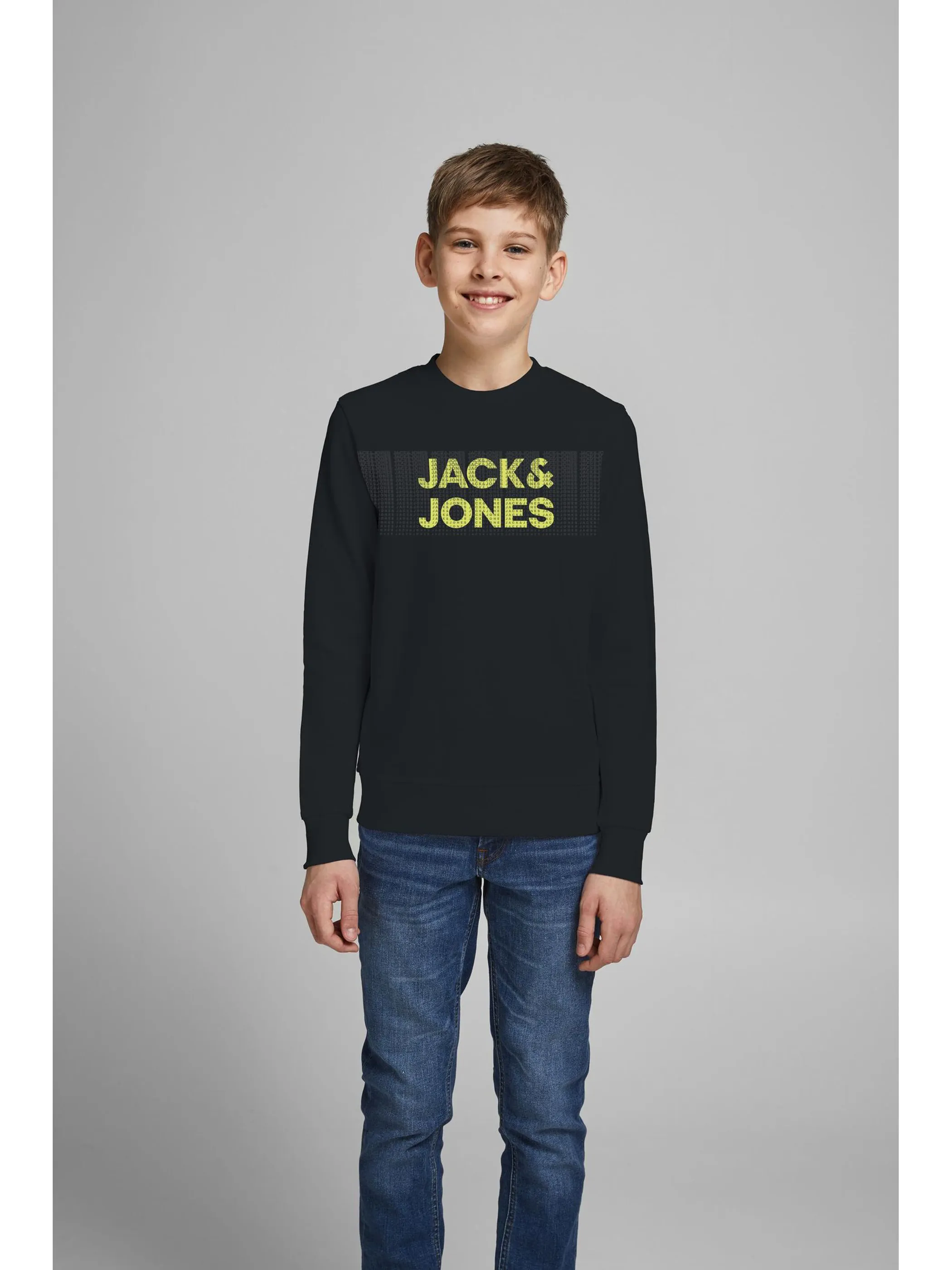 Jack&Jones Junior 12202171 JCOATHLESTAN SWEAT CR Schwarz 856512 178012 2