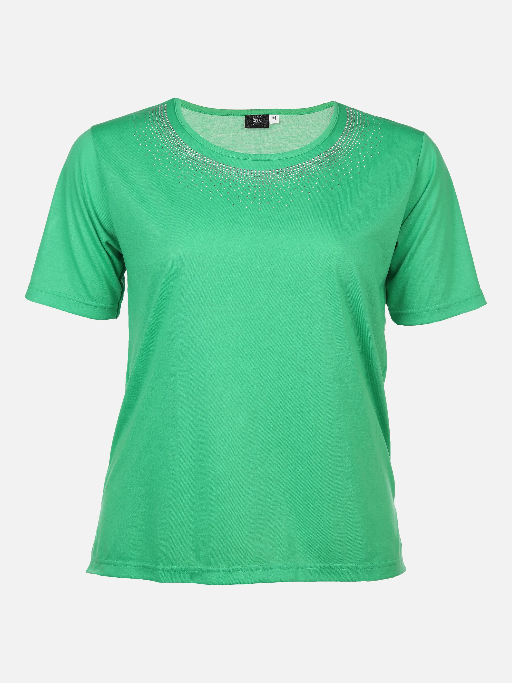 Sonja Blank Da-gr.Gr.T-Shirt m.Strassapplikation Grau 876186 APFEL GRÜN 1 Sonja Blank Da-gr.Gr.T-Shirt m.Strassapplikation Grau 876186 APFEL GRÜN 1