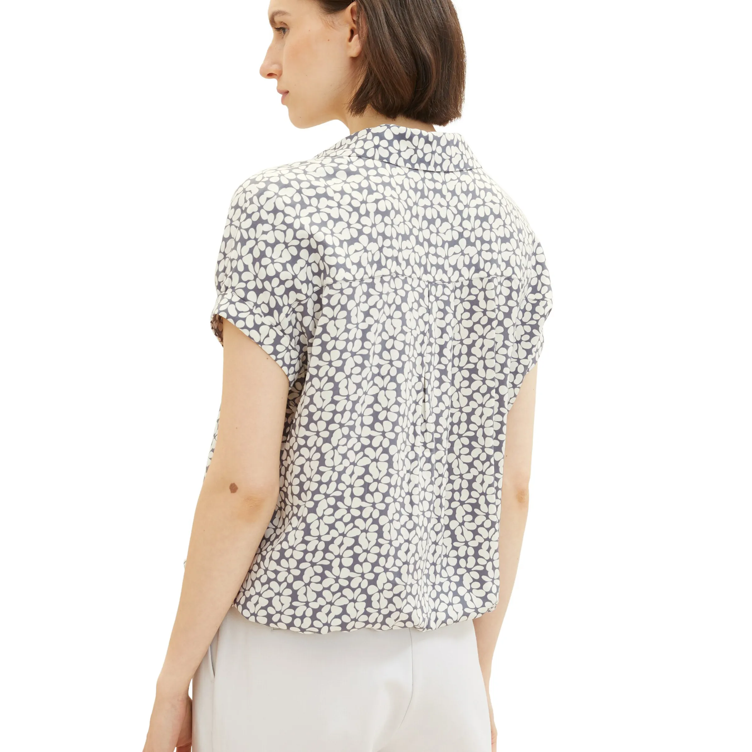 Tom Tailor 1037871 printed shortsleeve blouse Grau 883832 33766 2