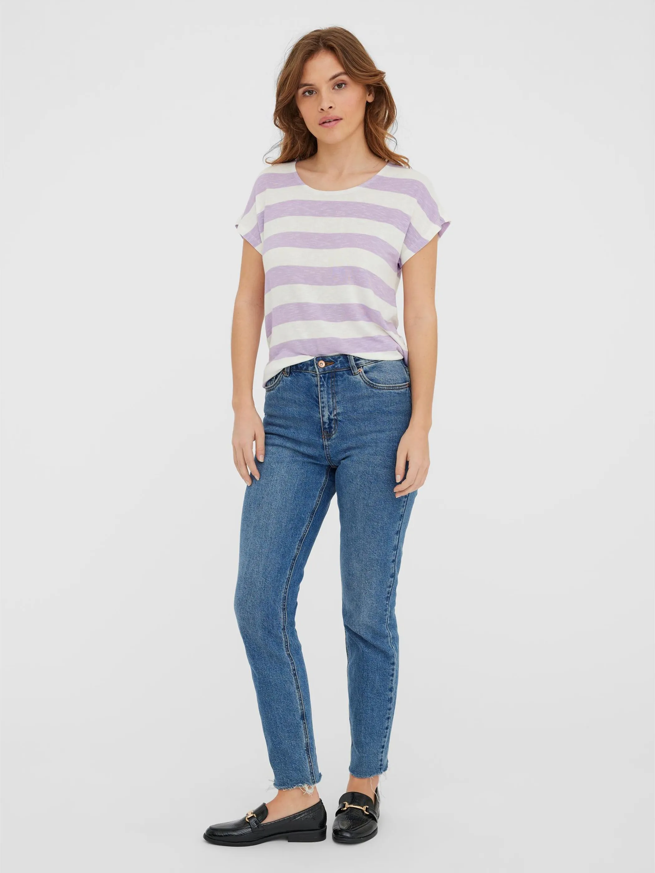 Vero Moda 10190017 VMWIDE STRIPE S/L TOP Lila 829850 228955021 3