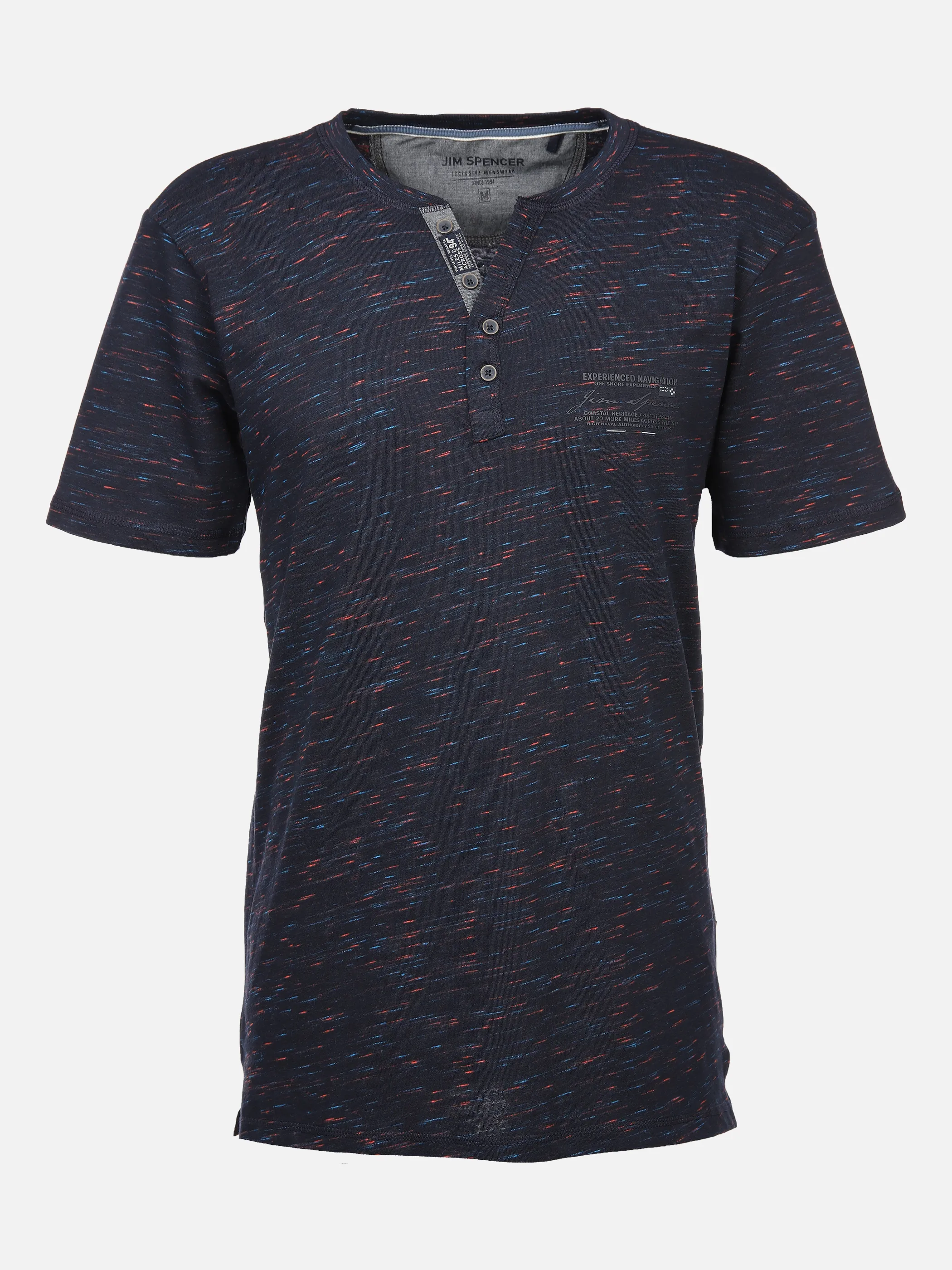 Jim Spencer He. Henleyshirt 1/2 Arm print Blau 876041 NAVY 1 Jim Spencer He. Henleyshirt 1/2 Arm print Blau 876041 NAVY 1