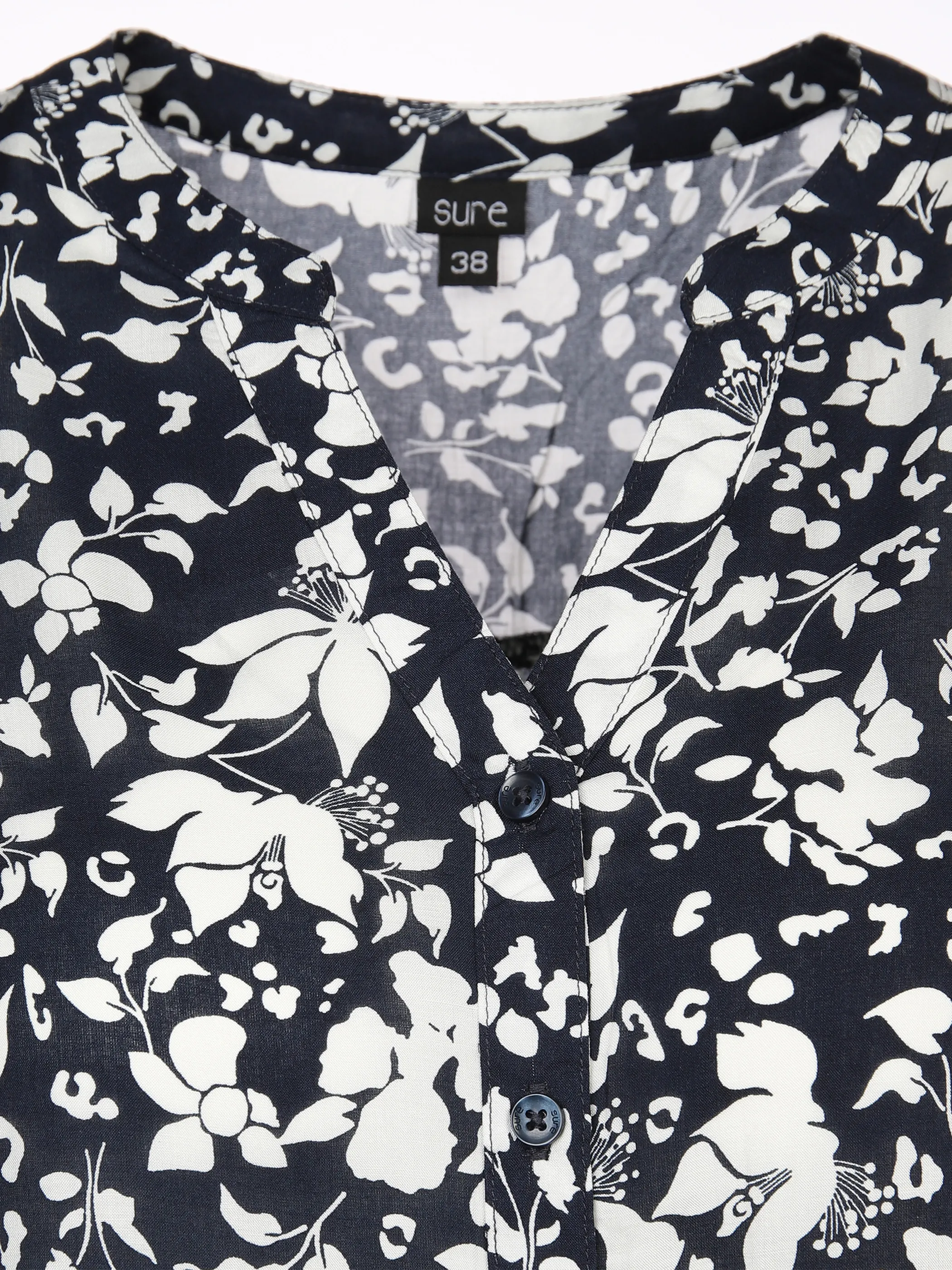 Sure Da-Halbarm Bluse m. Alloverpri Marine 876769 NAVY 3 Sure Da-Halbarm Bluse m. Alloverpri Marine 876769 NAVY 3