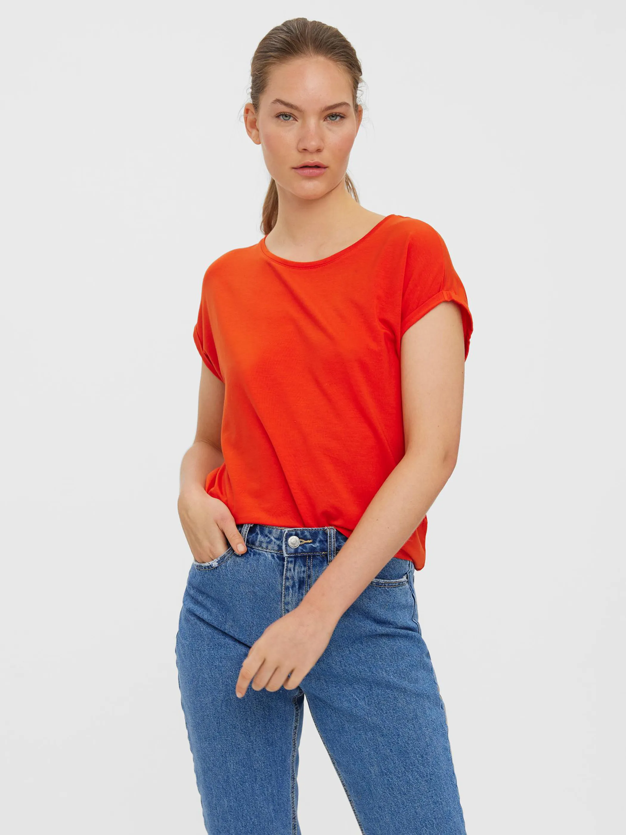 Vero Moda 10187159 VMAWARE PLAIN SS TOP Orange 767201 220171 4