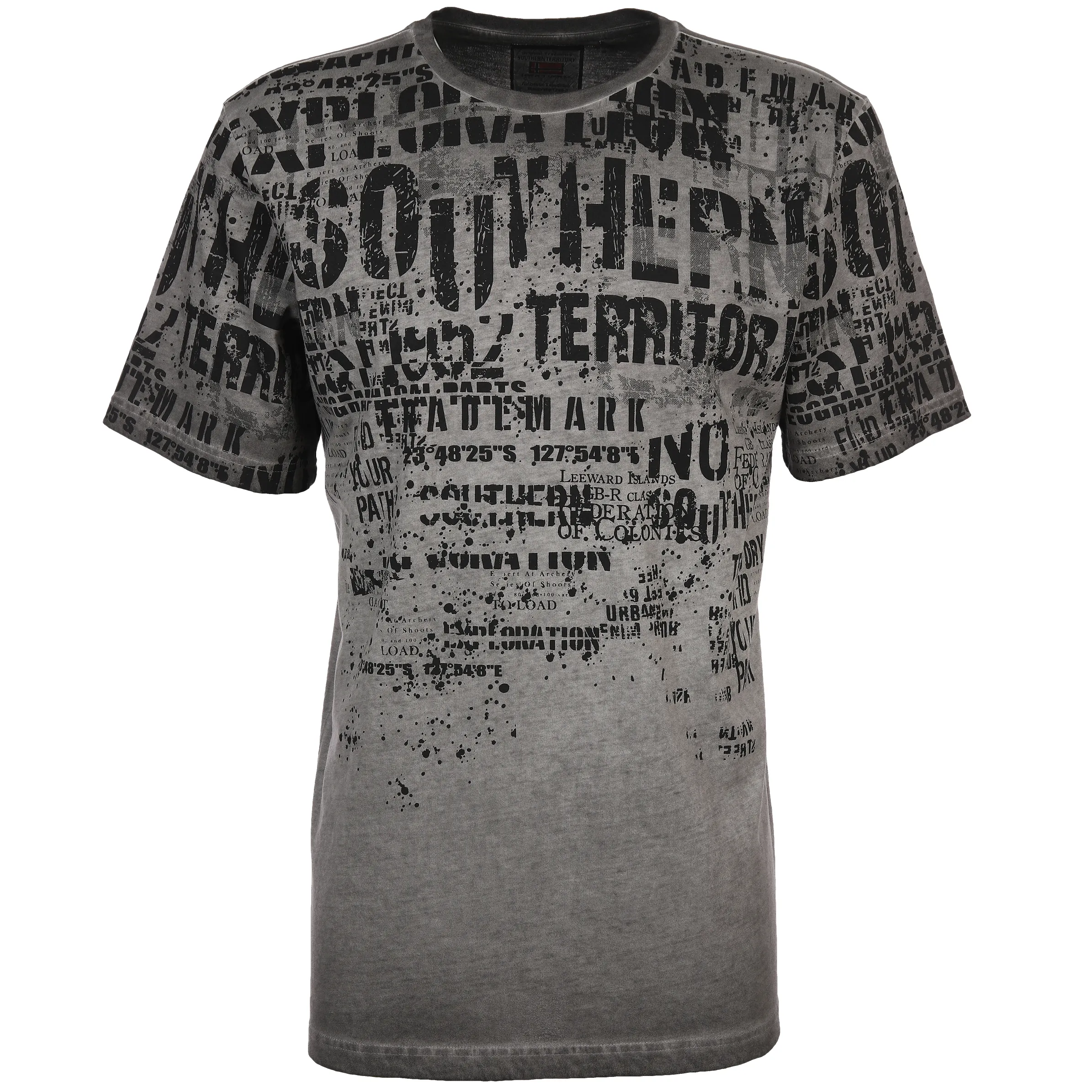 Southern Territory He. T-Shirt 1/2 Arm allover washer Grau 885861 GREY 1 Southern Territory He. T-Shirt 1/2 Arm allover washer Grau 885861 GREY 1