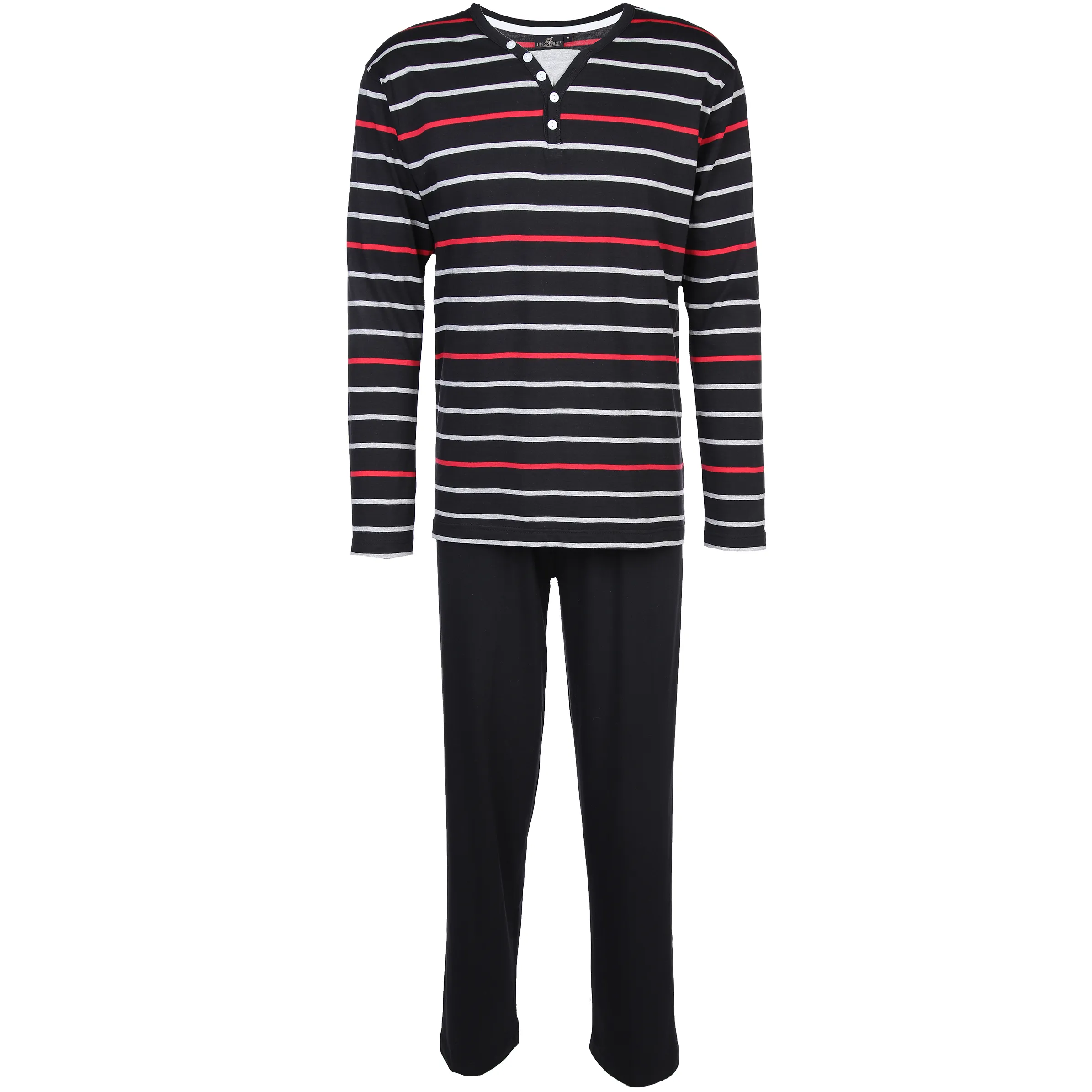 Jim Spencer He. Pyjama Serafinos Shirt ges Schwarz 884585 BLACK/GREY 1