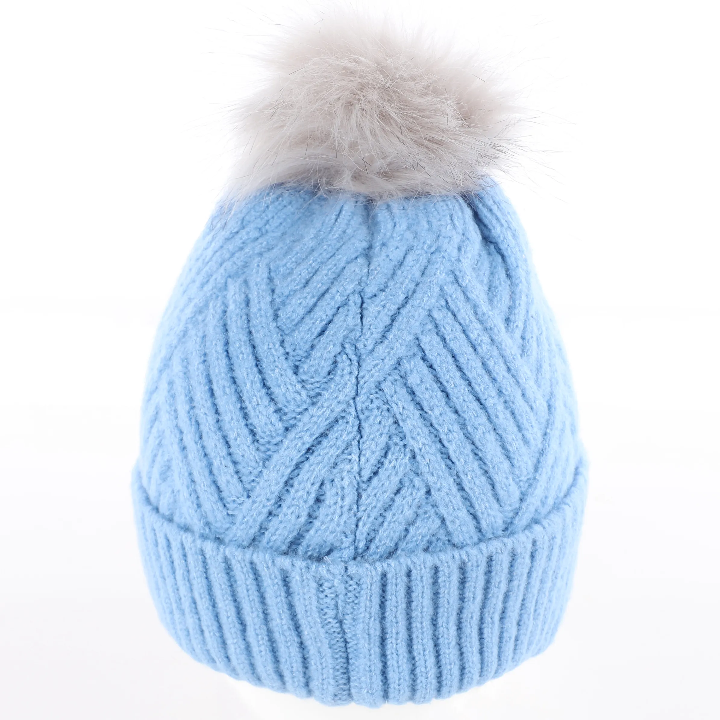 Sure Da-Mütze mit Fake-Fur Bommel Blau 867293 BLAU 2