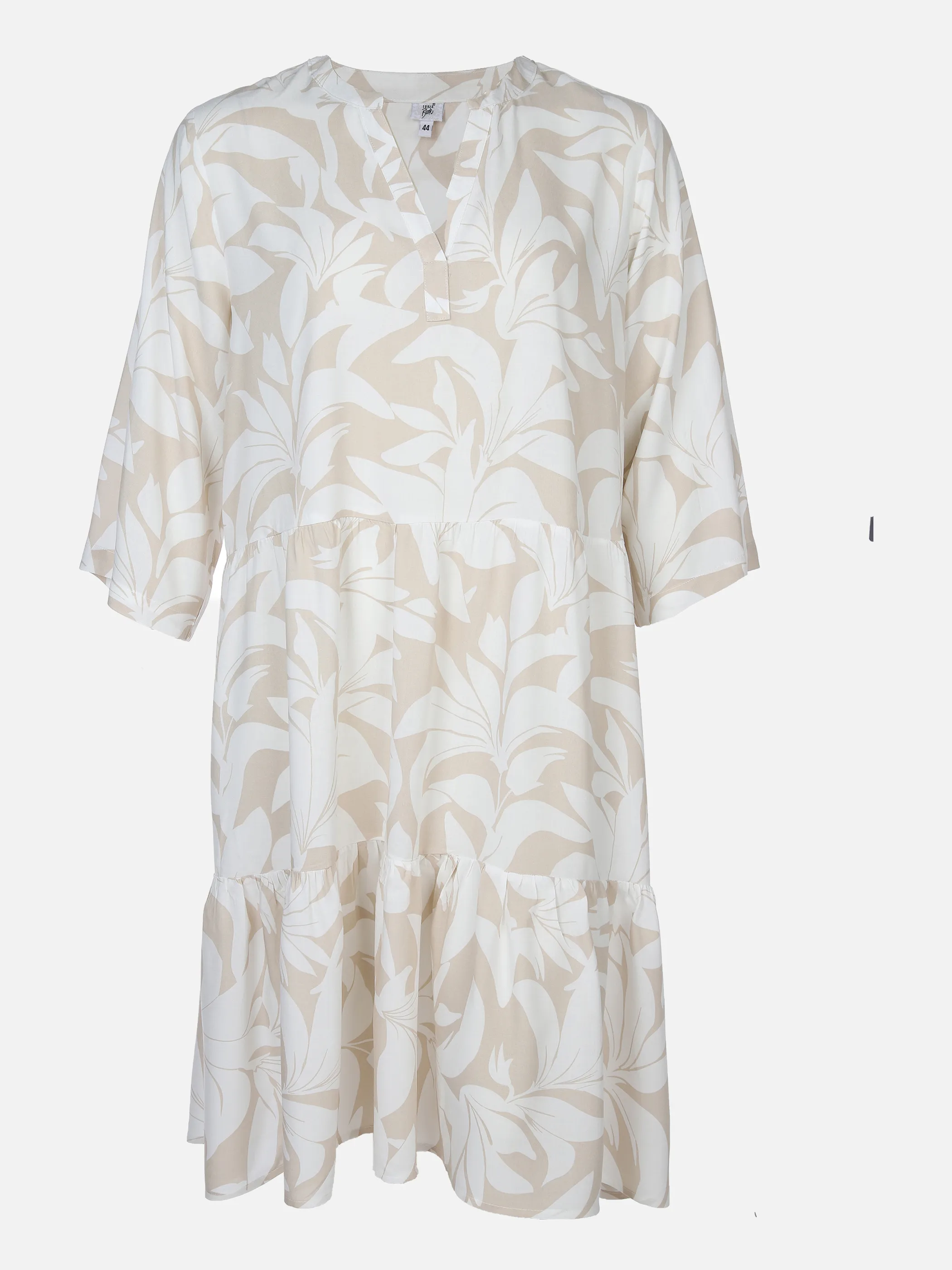 Sonja Blank Da-gr.Gr. Volantkleid m. AOP Beige 874343 KORALLE/WE 1 Sonja Blank Da-gr.Gr. Volantkleid m. AOP Beige 874343 KORALLE/WE 1