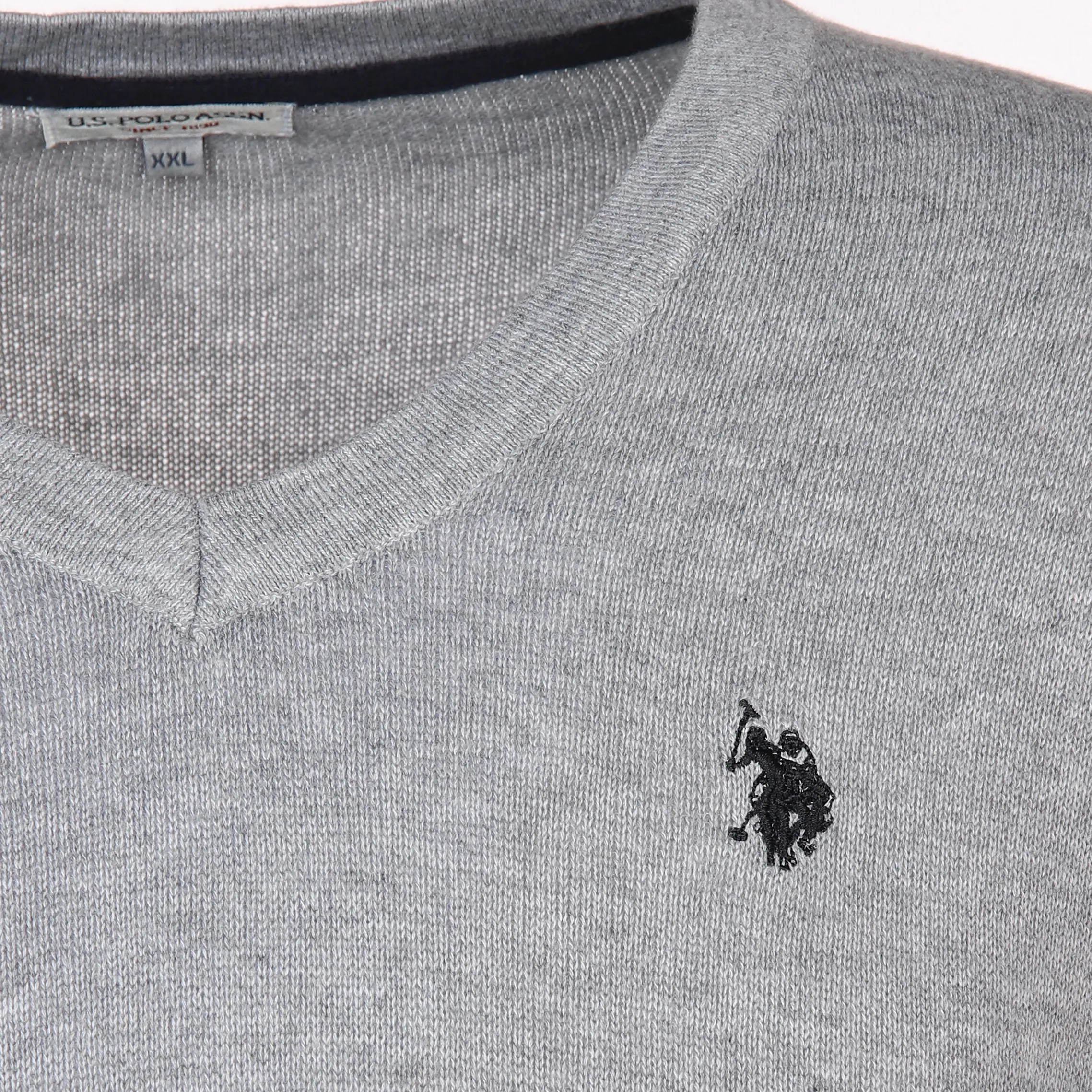 U.S. Polo Assn. He. Pullover V-Ausschnitt Grau 889560 GRAU MEL 3