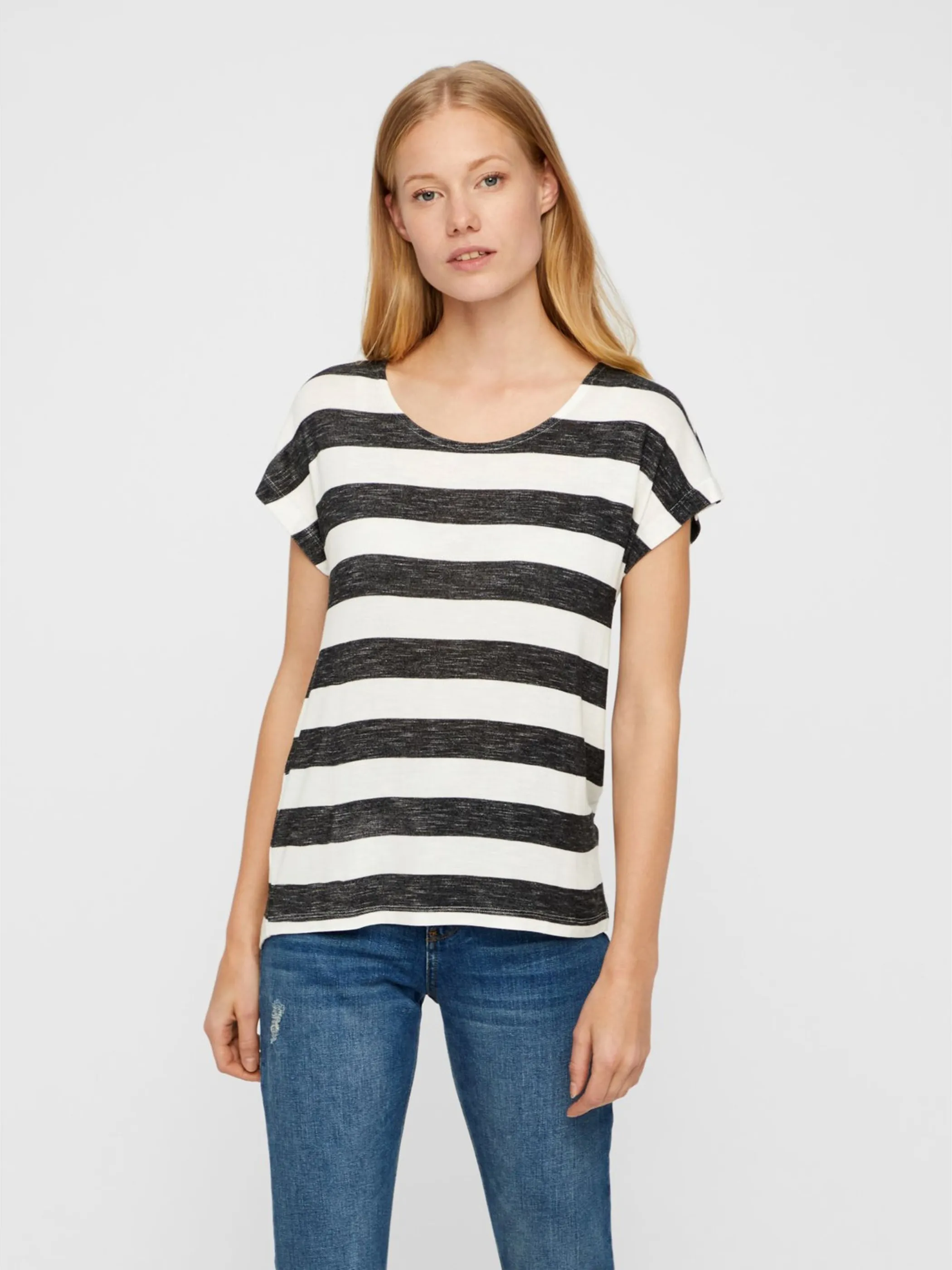 Vero Moda 10190017 VMWIDE STRIPE S/L TOP Weiß 829850 175598001 3