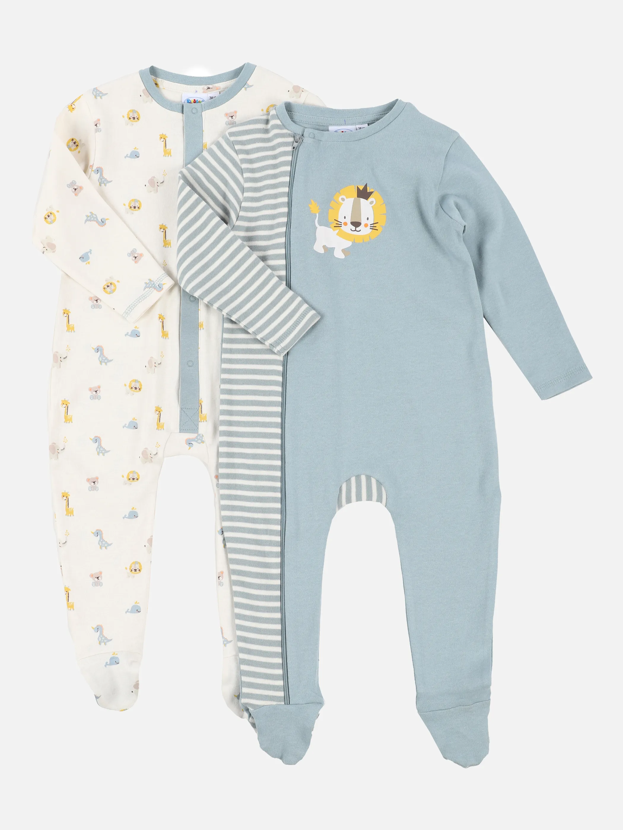 Bubble Gum BB Pyjama 2er Set mit Fuß Weiß 871284 SALBEI 2