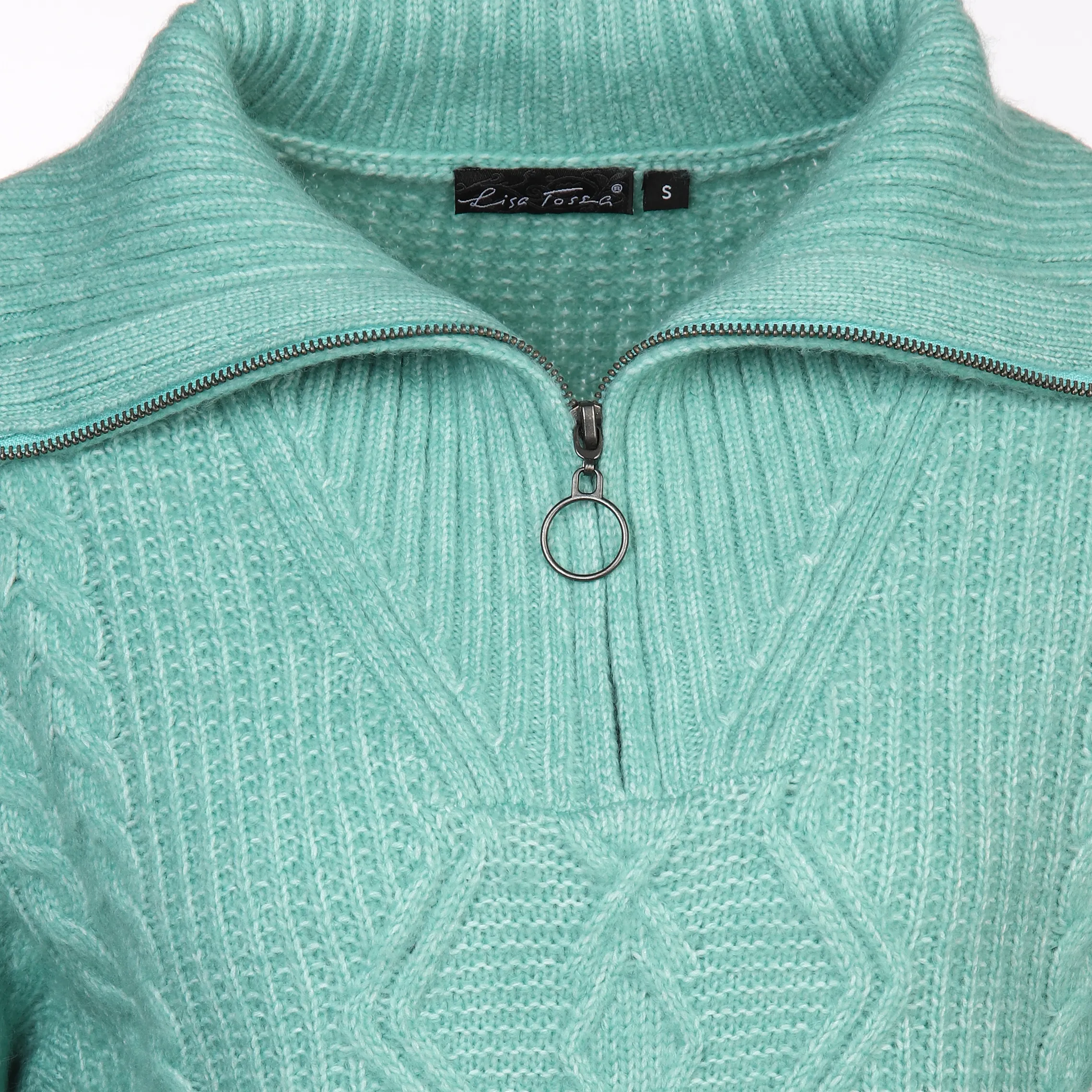 Lisa Tossa Da-Strickpullover m. RV Türkis 884188 JADE 3