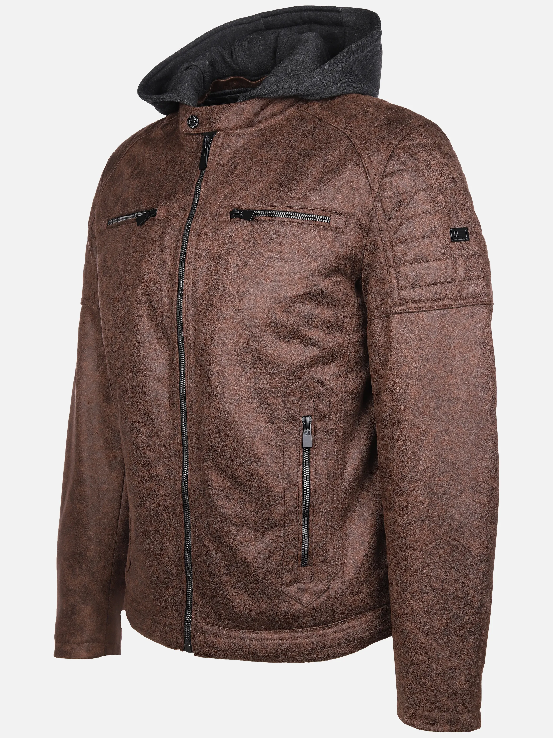 Southern Territory He. PU-Bikerjacke Kapuze braun Braun 888338 BROWN 3