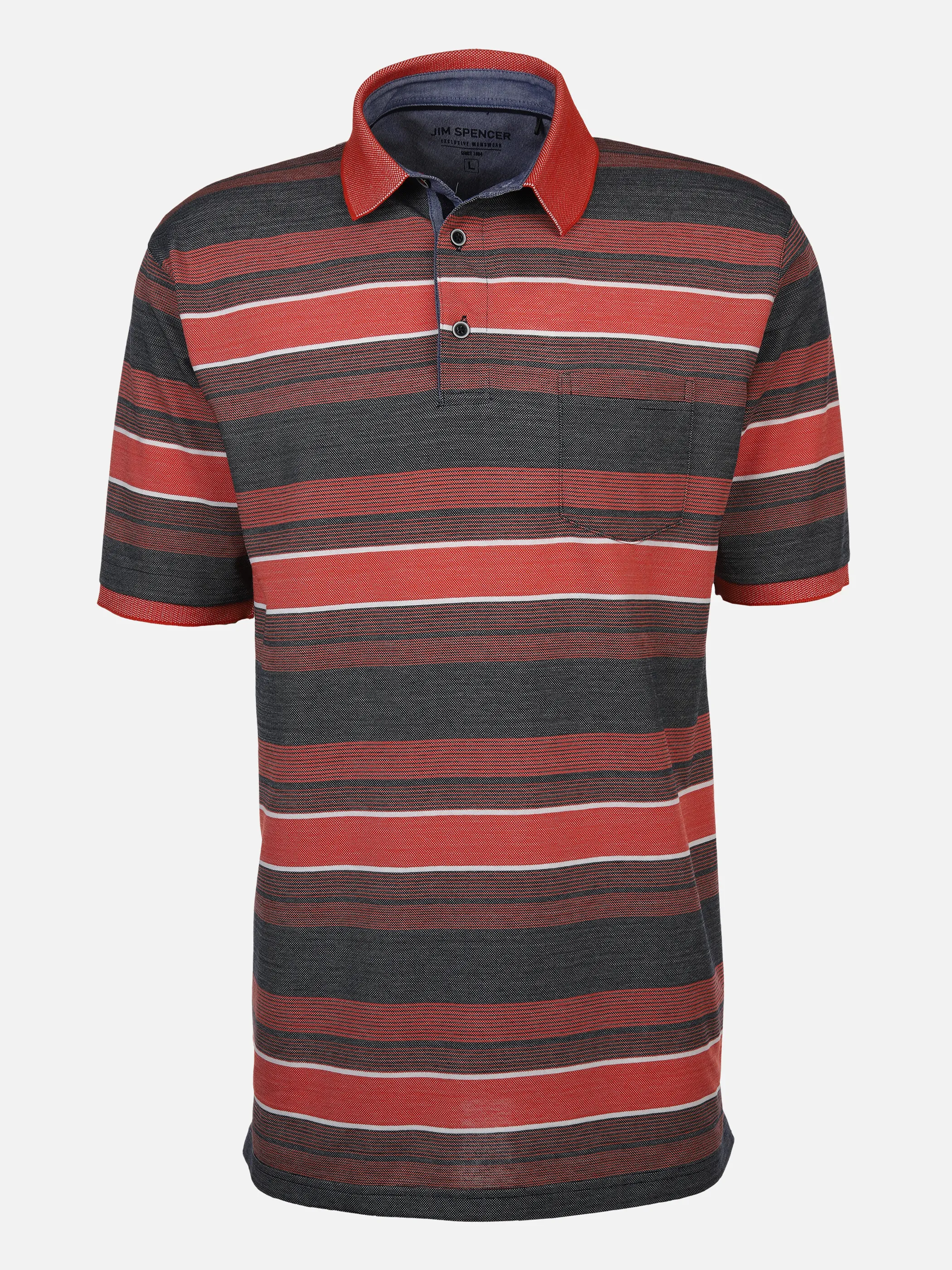 Jim Spencer He. Poloshirt 1/2 Arm Streifen melange Rot 881996 RED 1 Jim Spencer He. Poloshirt 1/2 Arm Streifen melange Rot 881996 RED 1