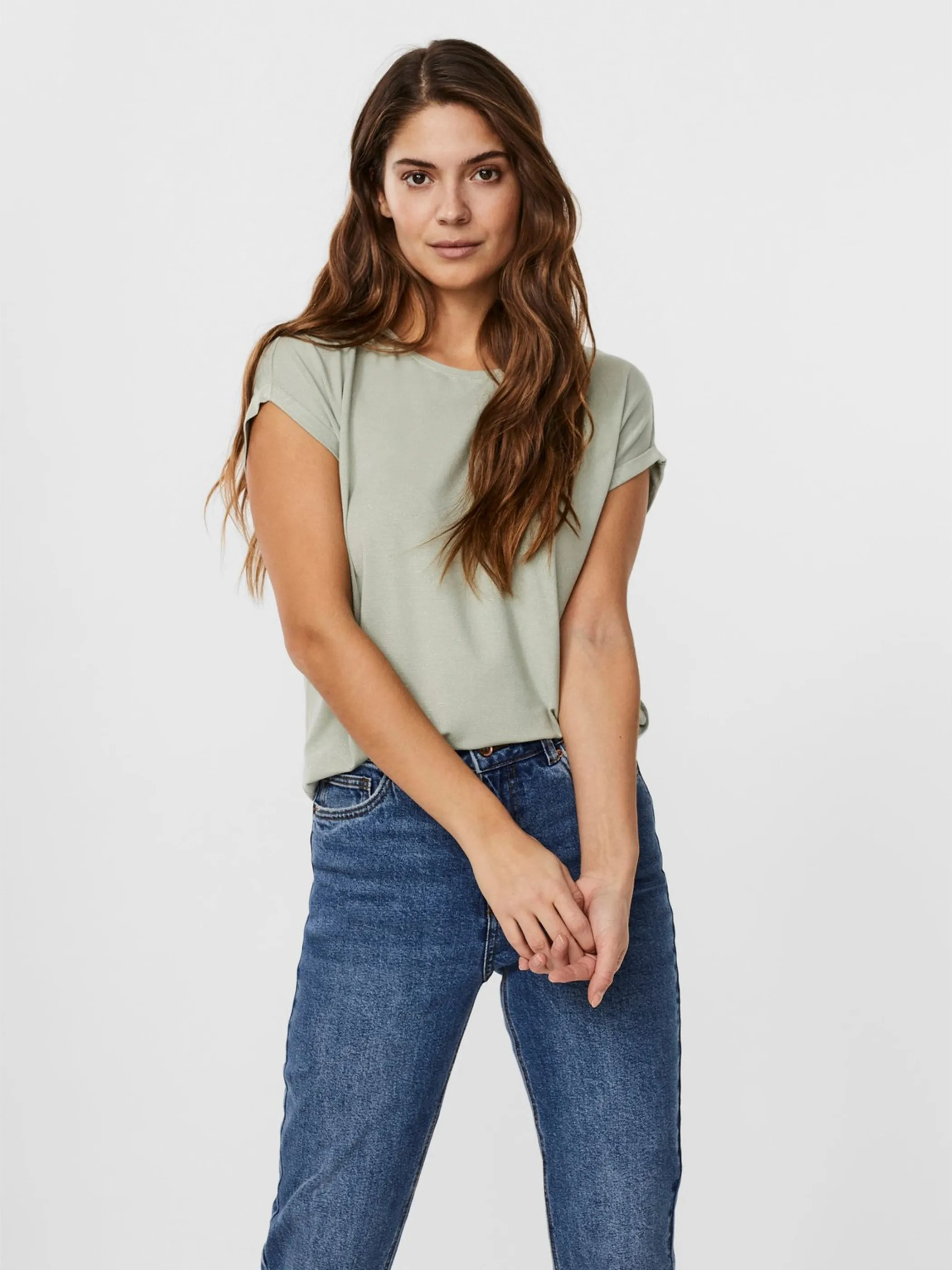 Vero Moda 10250488 VMLAVA PLAIN SS TOP L Grün 852566 255335002 2