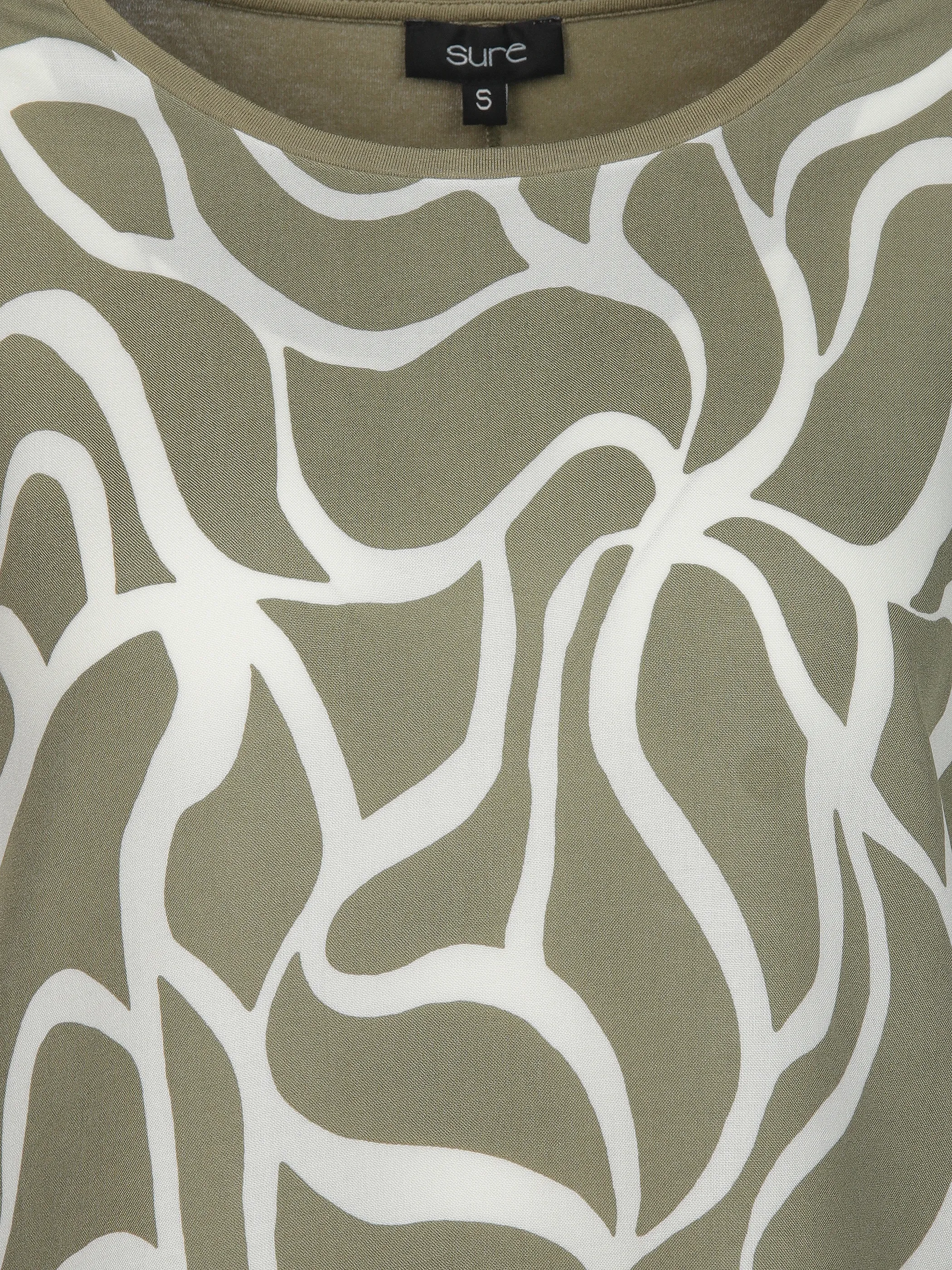 Sure Da-Shirt m. Print Oliv 907275 KHAKI/WE 3