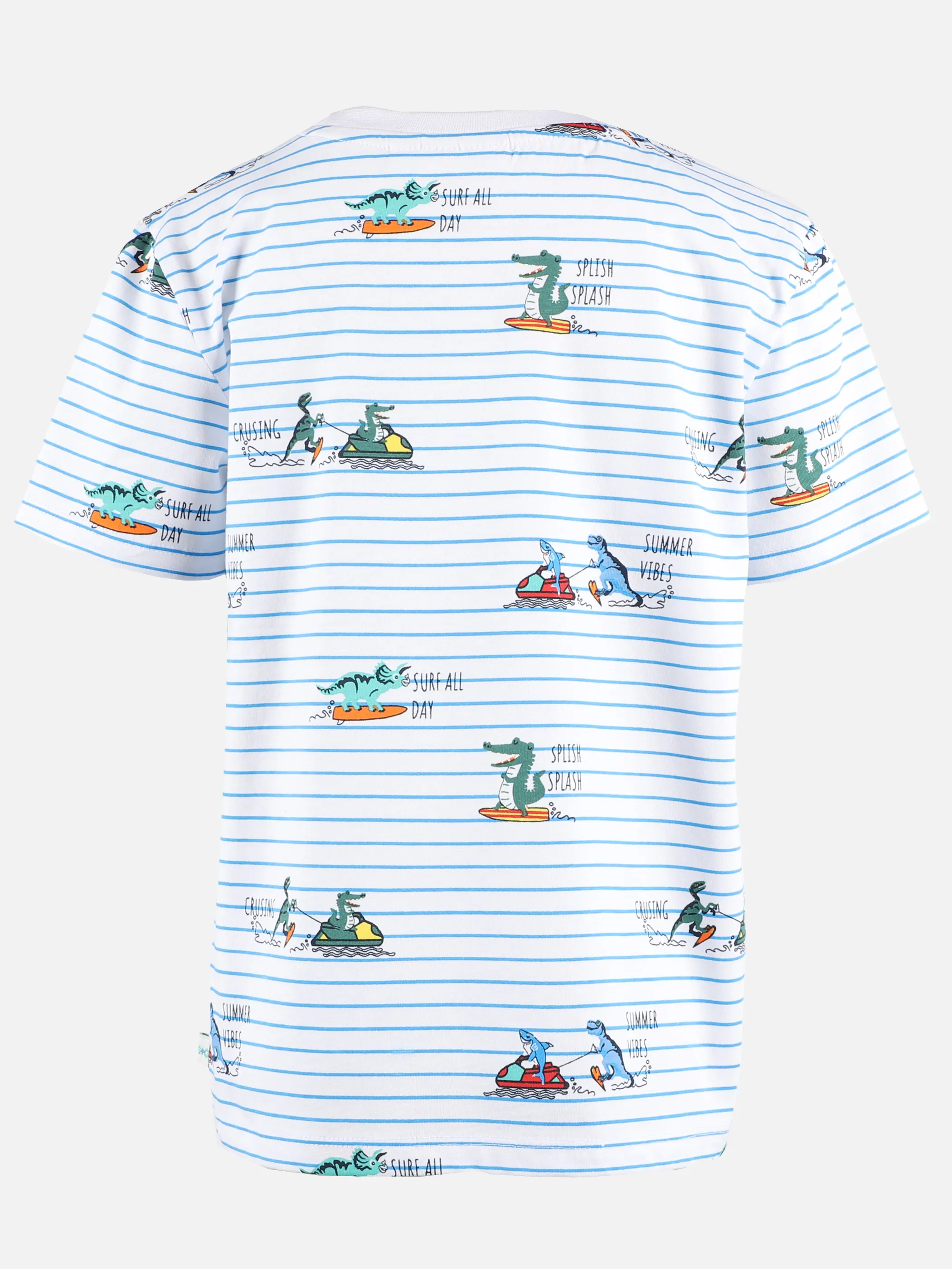 Stop + Go KJ T-Shirt in weiß gestreift mit AOP Strandtiere Weiß 891598 WEIß 2