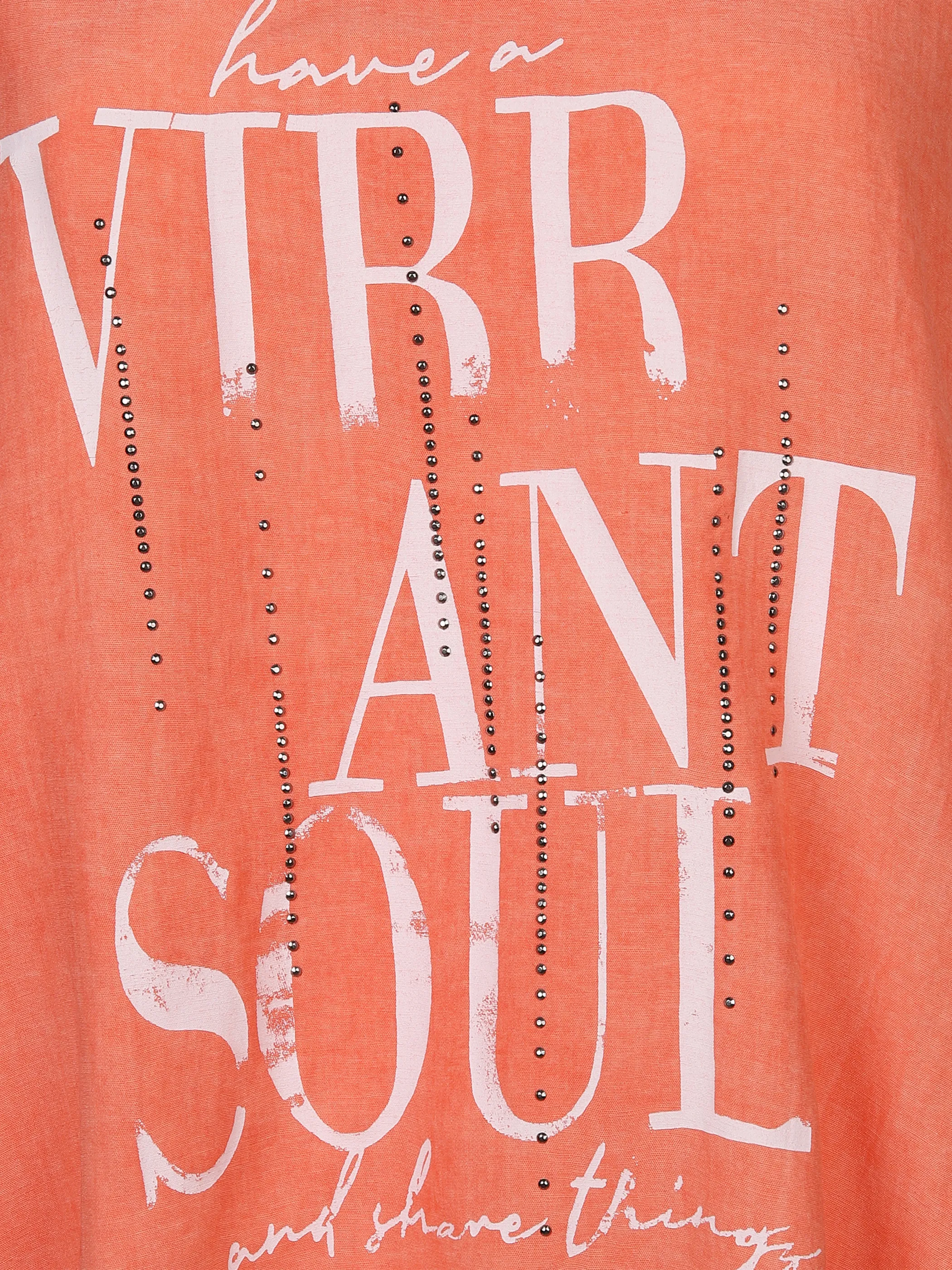 Lisa Tossa Da-Materialmix-Shirt m.Frontpr Orange 878258 KORALLE 3 Lisa Tossa Da-Materialmix-Shirt m.Frontpr Orange 878258 KORALLE 3