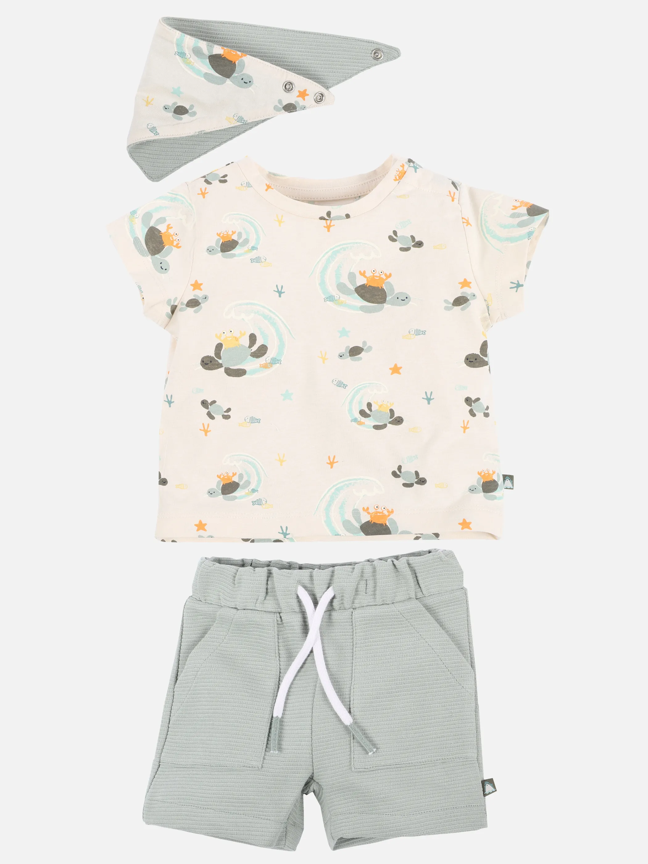 Bubble Gum BJ Set T-Shirt mit Strand AOP + Shorts in grün Weiß 891590 WEIß GEM 1