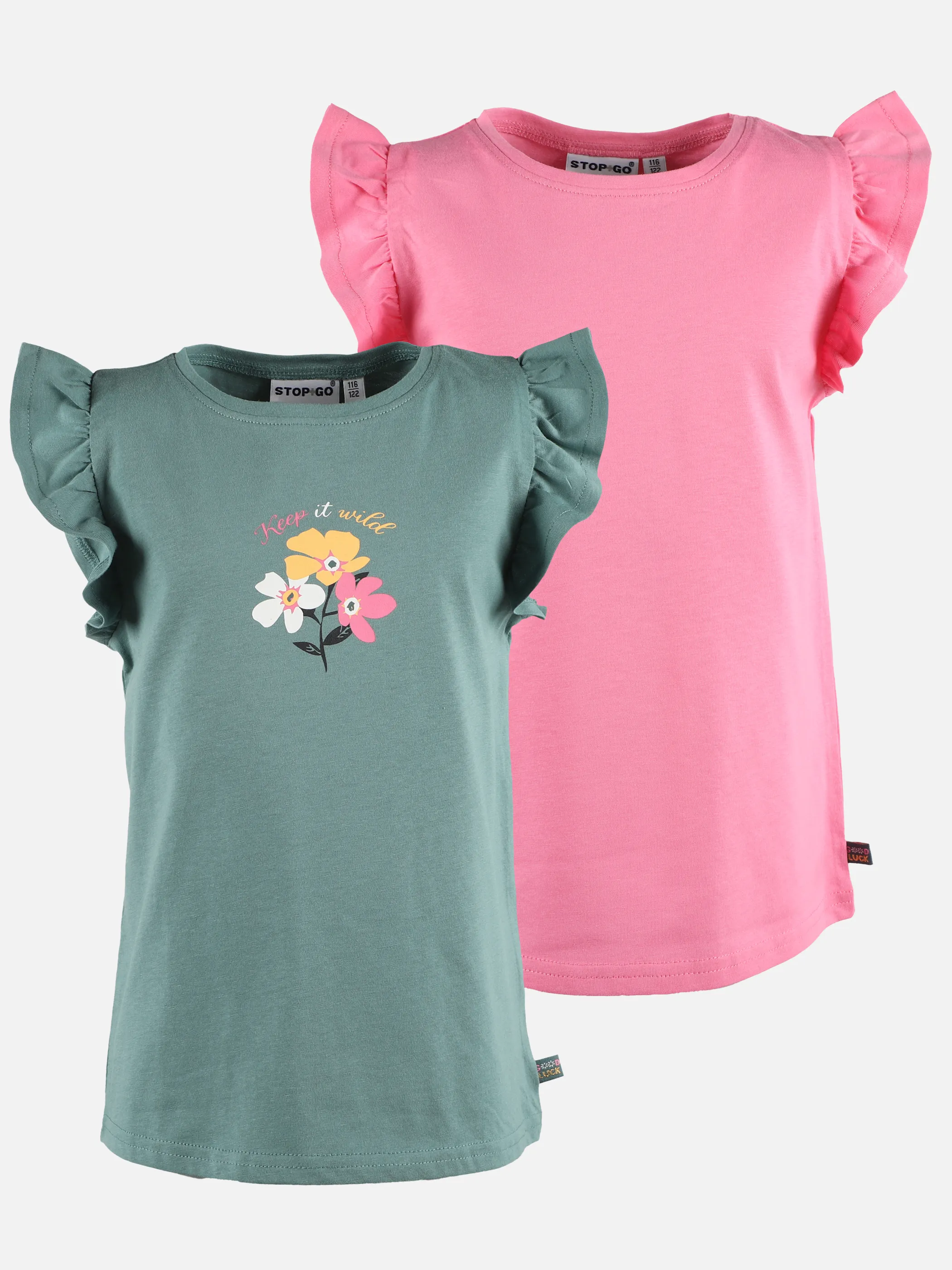 Stop + Go KM 2er Pack T-Shirts uni pink und blau gestreift Rosa 892676 ROSA/BLAU 1