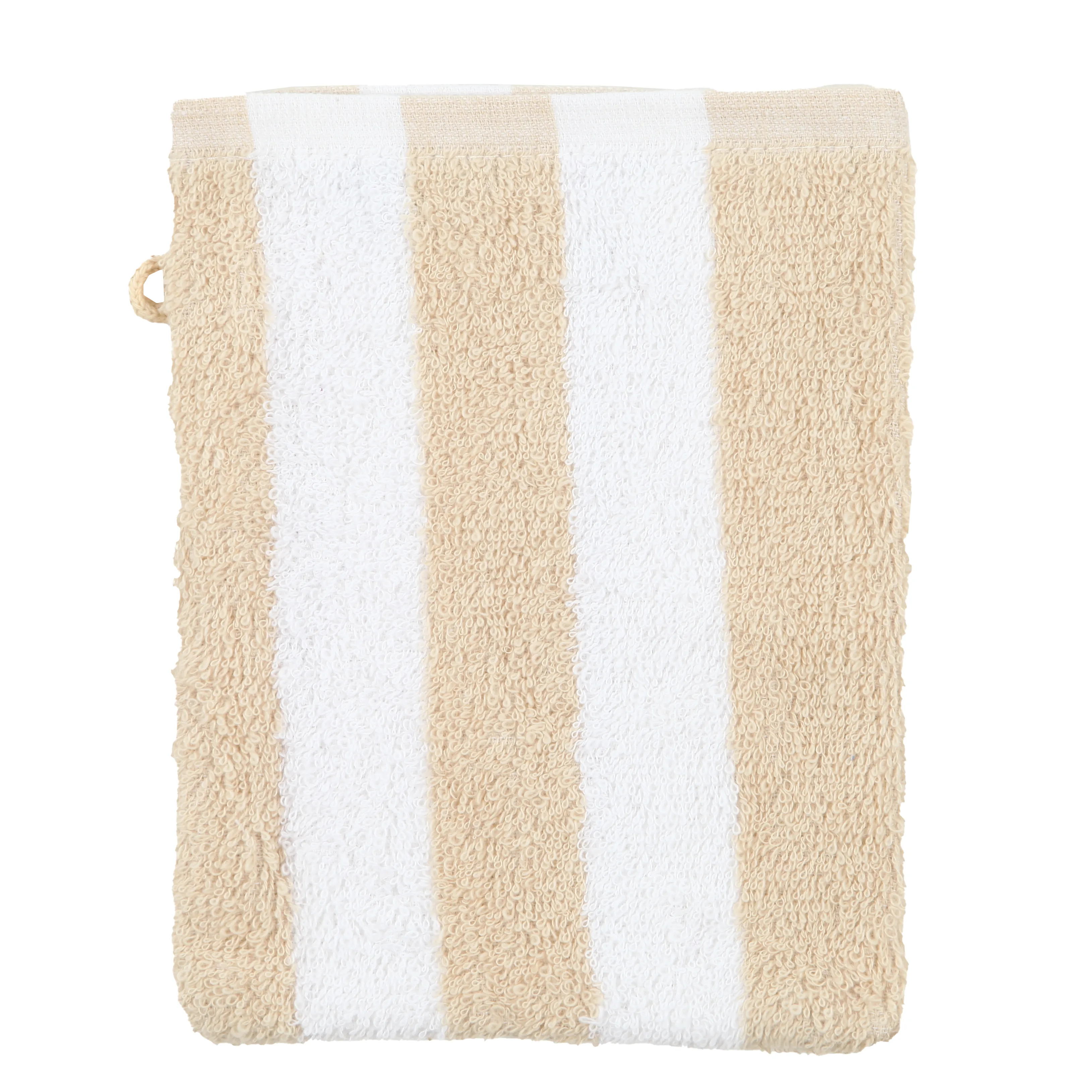 Boule Waschhandschuh gestreift Weiß 886045 CREME 1