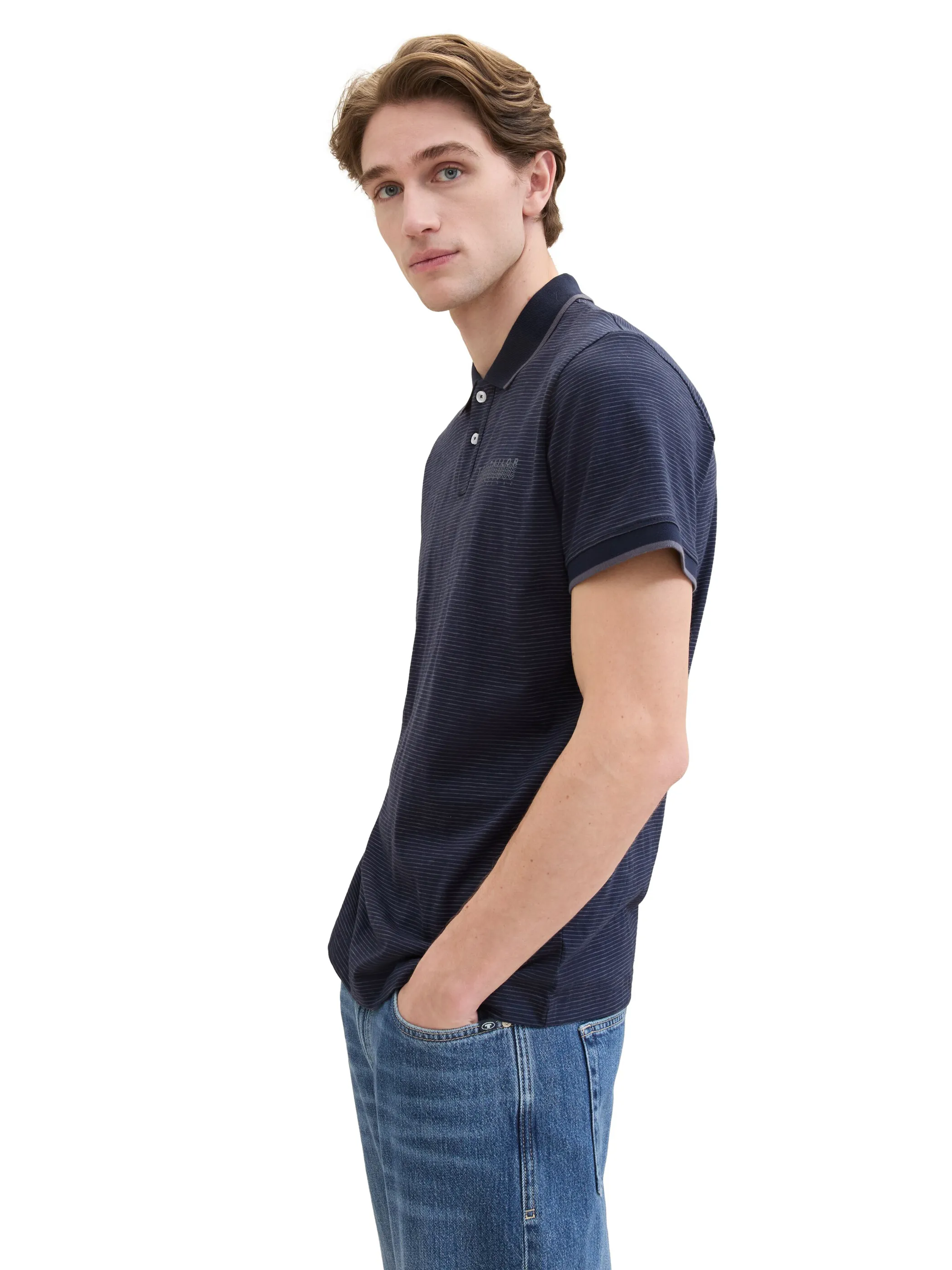 Tom Tailor 1041786 fine striped polo Blau 895688 22093 3